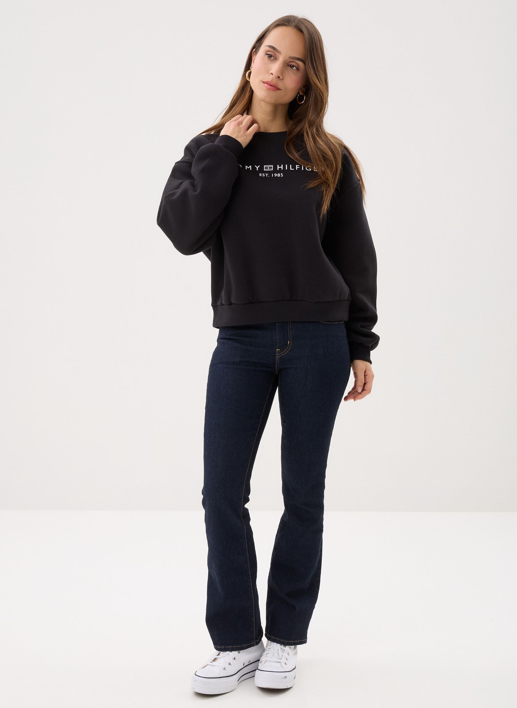 Sweater Corp Logo Mdrn Swtsr dames zwart Tommy Hilfiger Sweater Corp Logo Mdrn Swtsr dames zwart BLACK