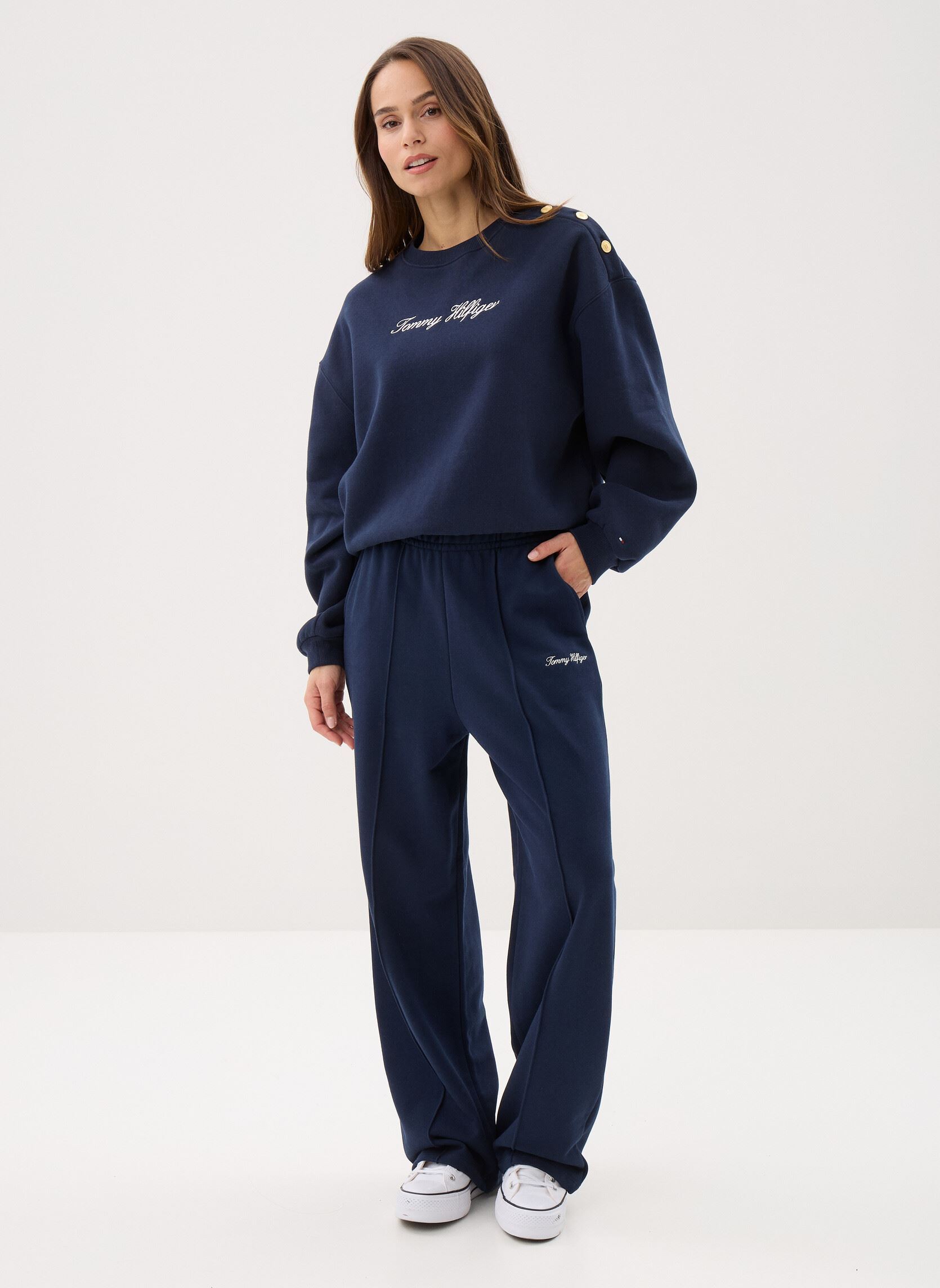 Sweatshirts Gold Btn Script Flee WW0WW47837C1G damen blau Tommy Hilfiger Sweatshirts Gold Btn Script Flee WW0WW47837C1G damen blau DARK NIGHT NAVY