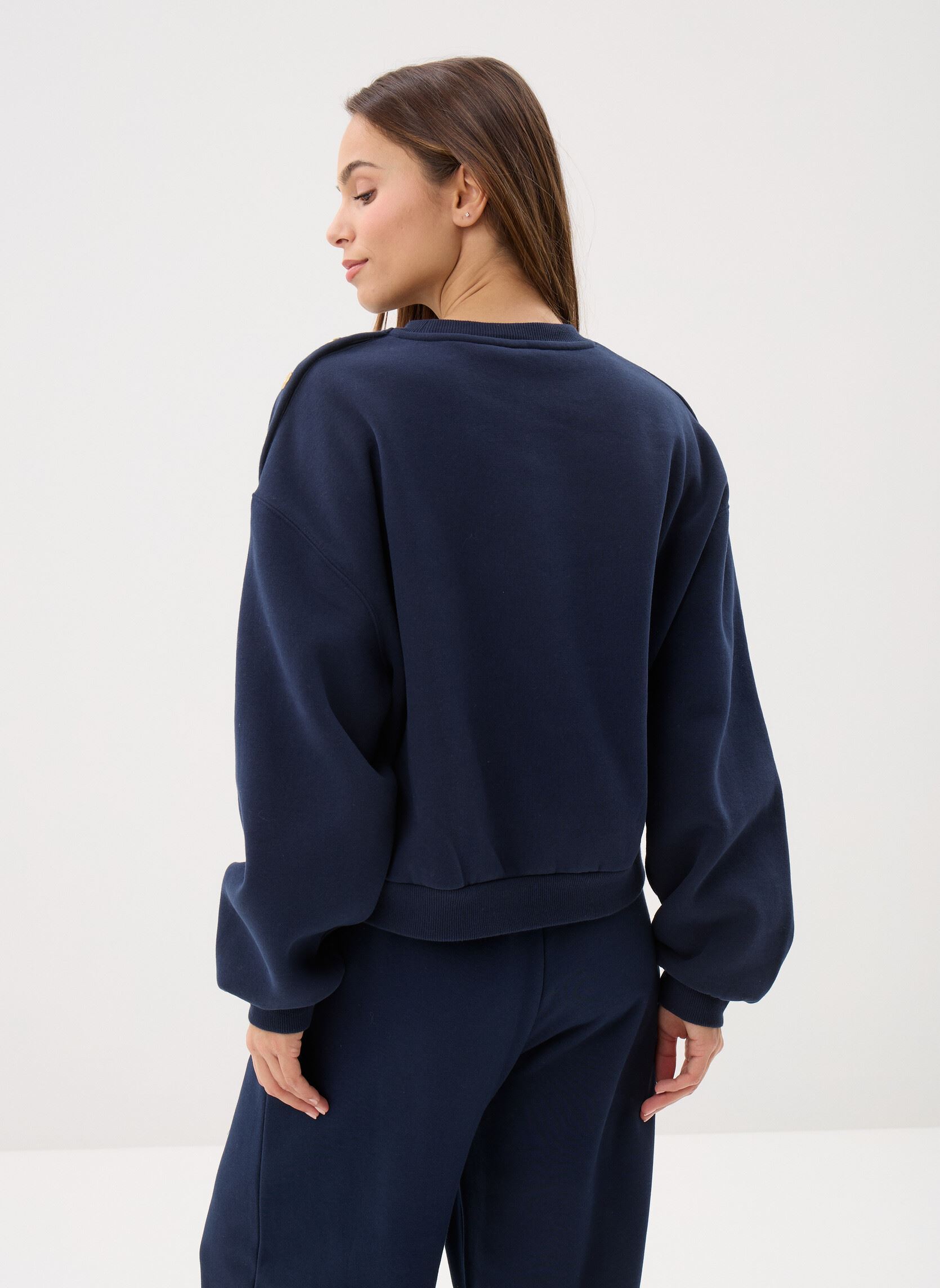 Sweatshirts Gold Btn Script Flee WW0WW47837C1G damen blau Tommy Hilfiger Sweatshirts Gold Btn Script Flee WW0WW47837C1G damen blau DARK NIGHT NAVY