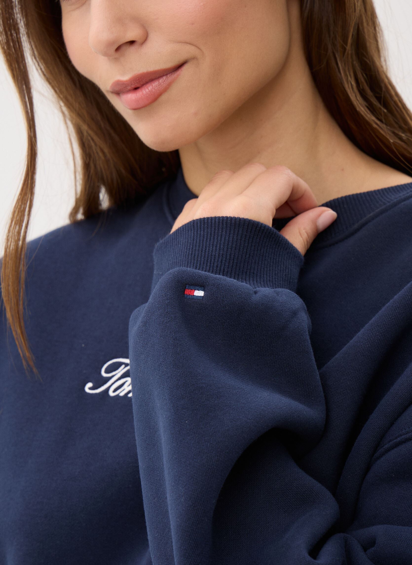 Sweatshirts Gold Btn Script Flee WW0WW47837C1G damen blau Tommy Hilfiger Sweatshirts Gold Btn Script Flee WW0WW47837C1G damen blau DARK NIGHT NAVY