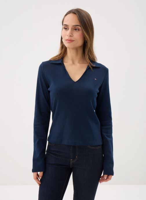 Tommy Hilfiger Polos manches longues Modern Cody Ls Open femme bleu