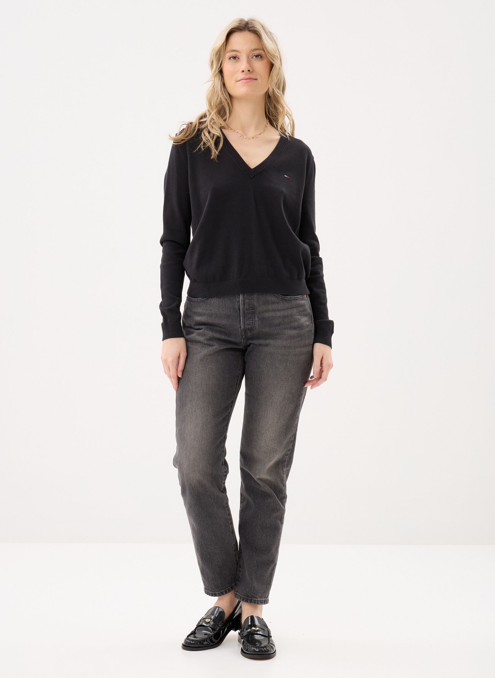 Truien Tjw Essential Vneck dames zwart Tommy Jeans Truien Tjw Essential Vneck dames zwart BLACK