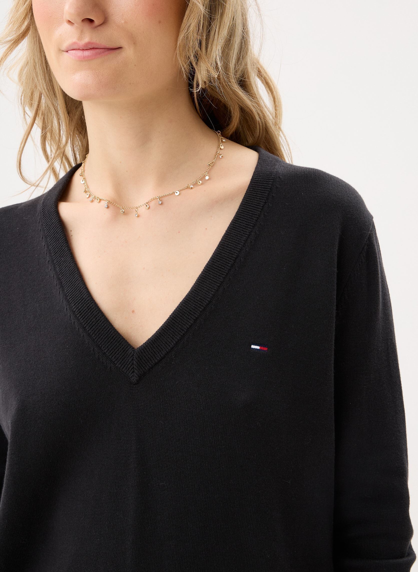 Truien Tjw Essential Vneck dames zwart Tommy Jeans Truien Tjw Essential Vneck dames zwart BLACK