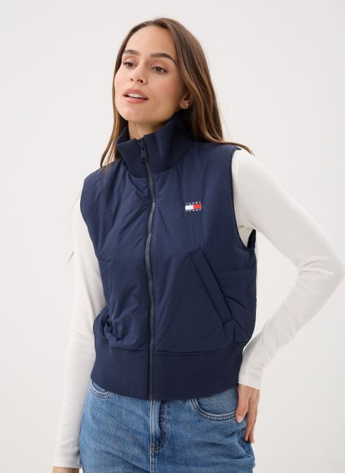 Tommy Jeans Vestes sans manches Tjw High Neck Flag V femme bleu