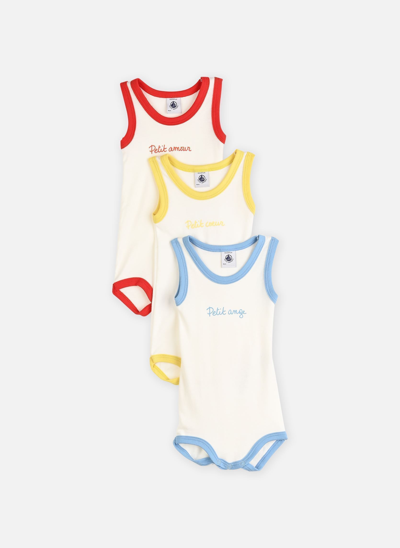 Vêtements Petit Bateau Lot de 3 Bodies Sans Manches A0FSL pour Enfant - vue 1