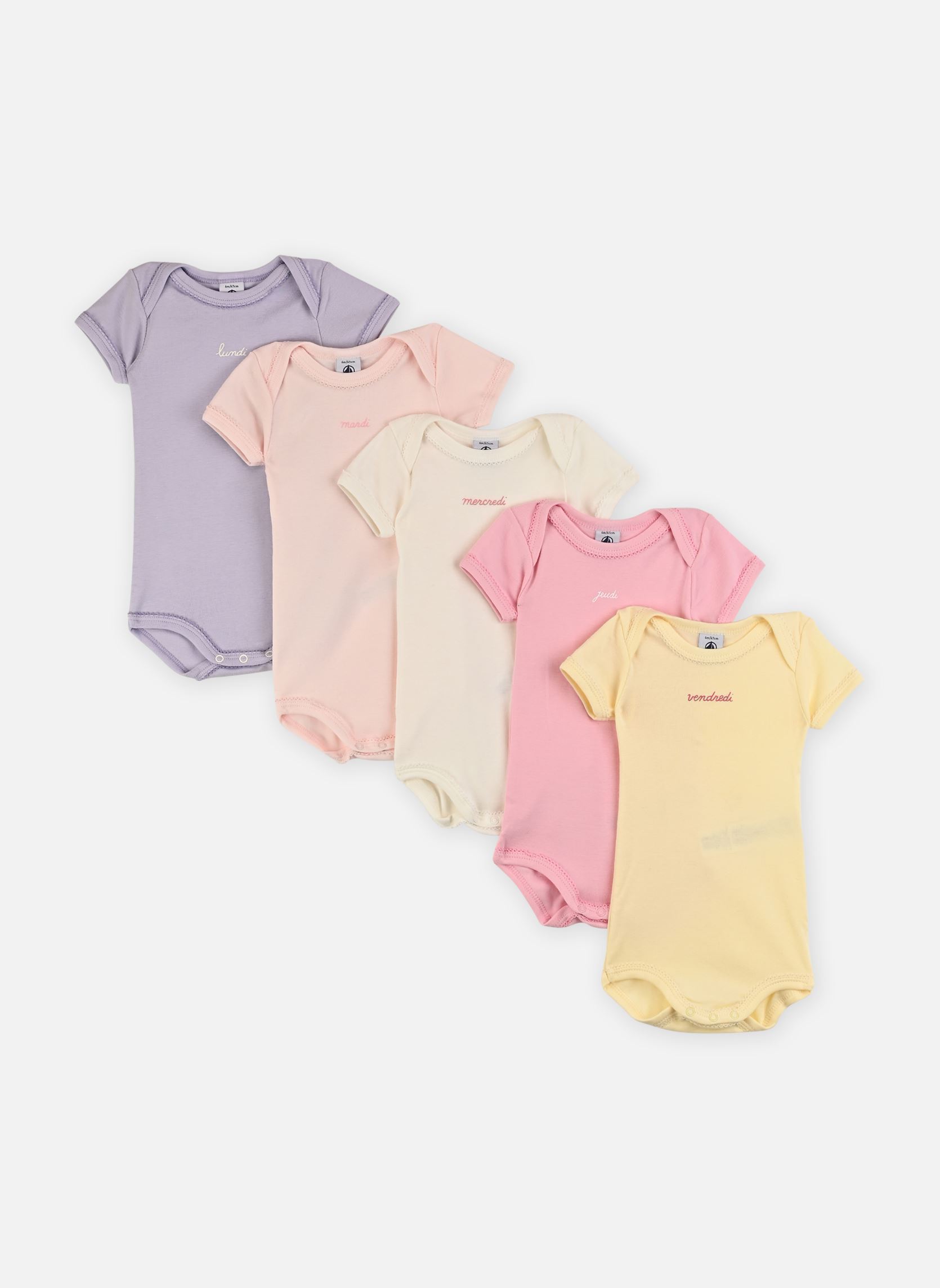 Vêtements Petit Bateau Lot de 5 bodies Manches Courtes Semaine pour Enfant