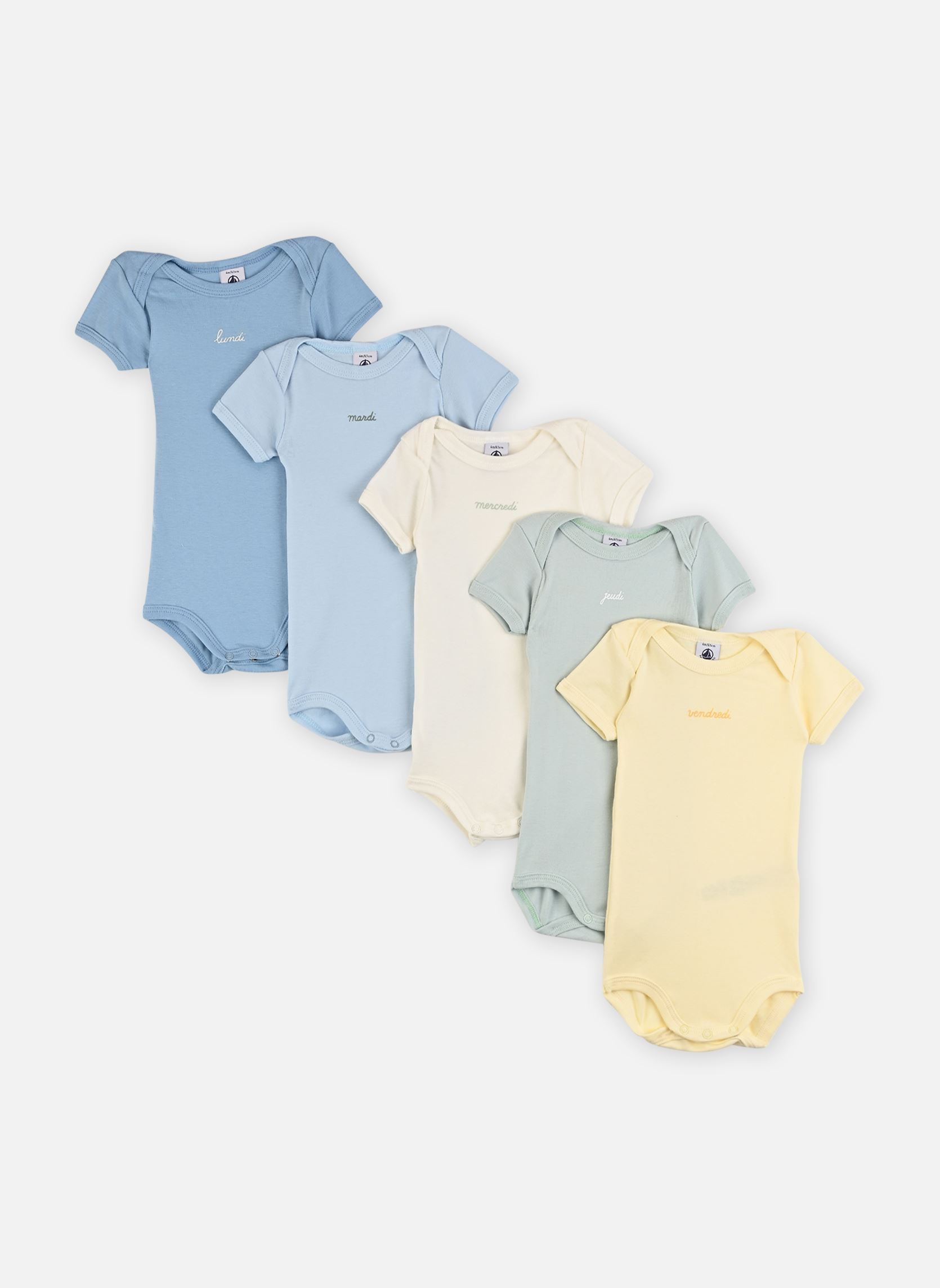 Vêtements Petit Bateau Lot de 5 bodies Manches Courtes Semaine pour Enfant - vue 1