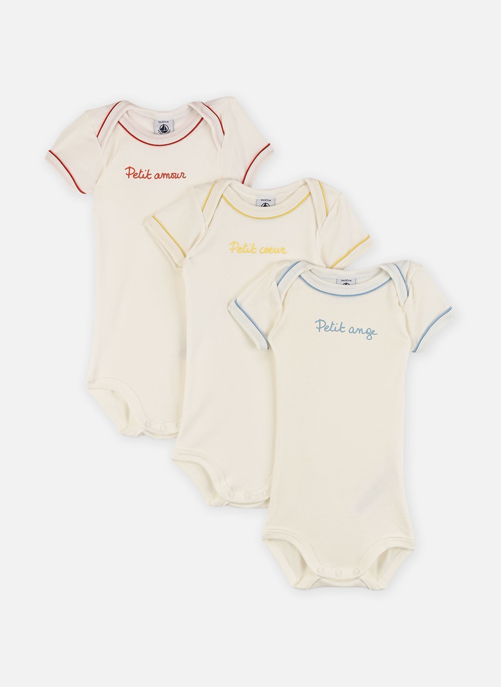 Vêtements Petit Bateau Lot de 3 bodies Manches Courtes A0FQA pour Enfant