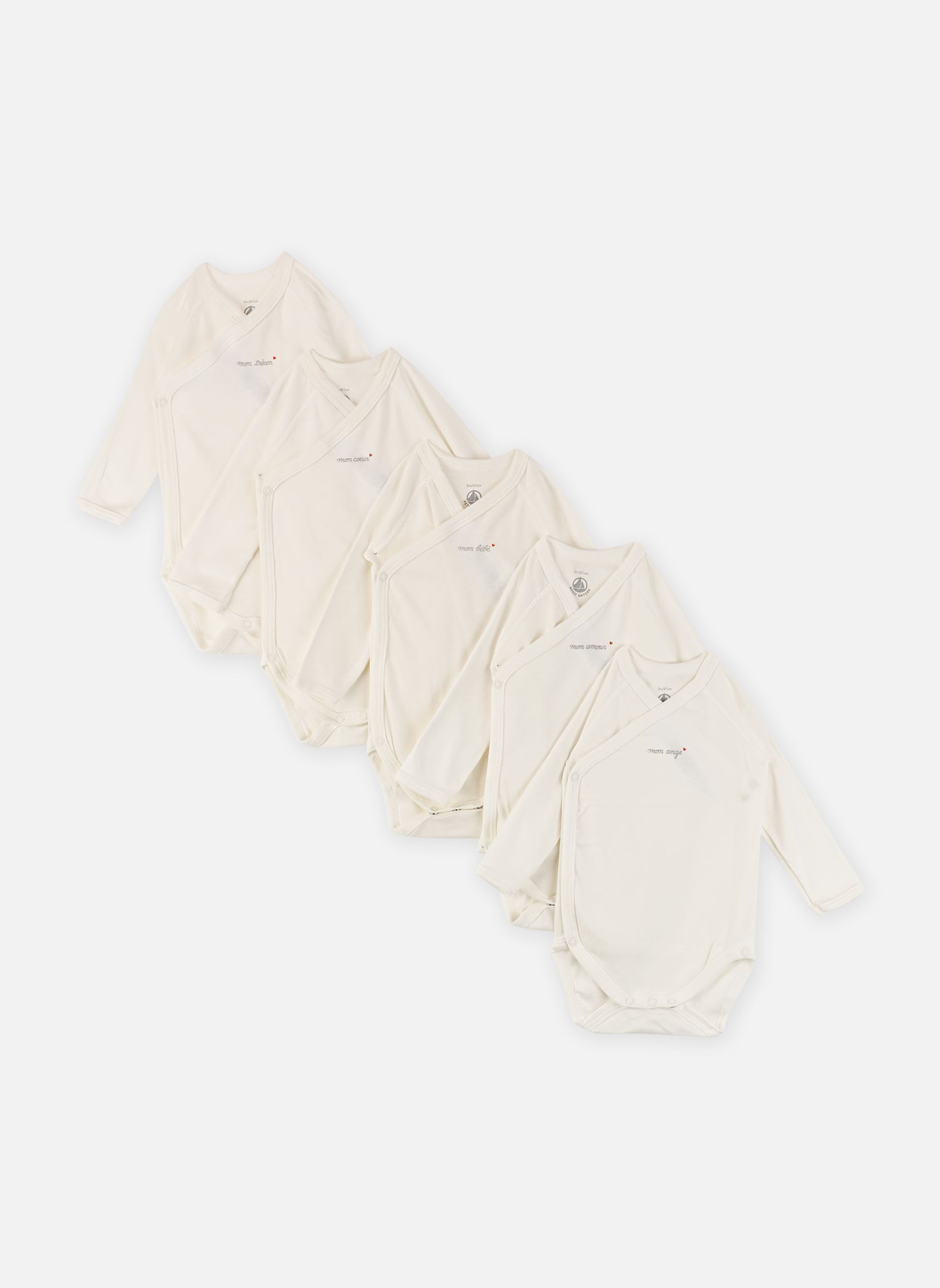 Vêtements Petit Bateau Lot de 5 bodies Manches Longues Sérigraphiés pour Enfant - vue 1