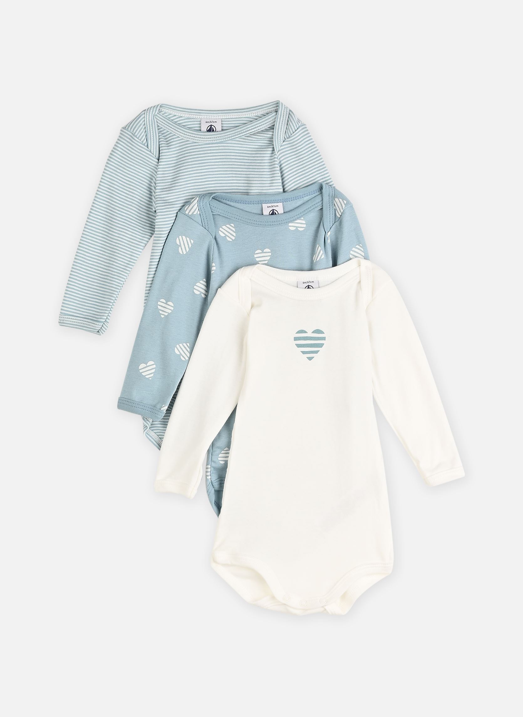 Vêtements Petit Bateau Lot de 3 bodies Manches Longues A0FNR pour Enfant