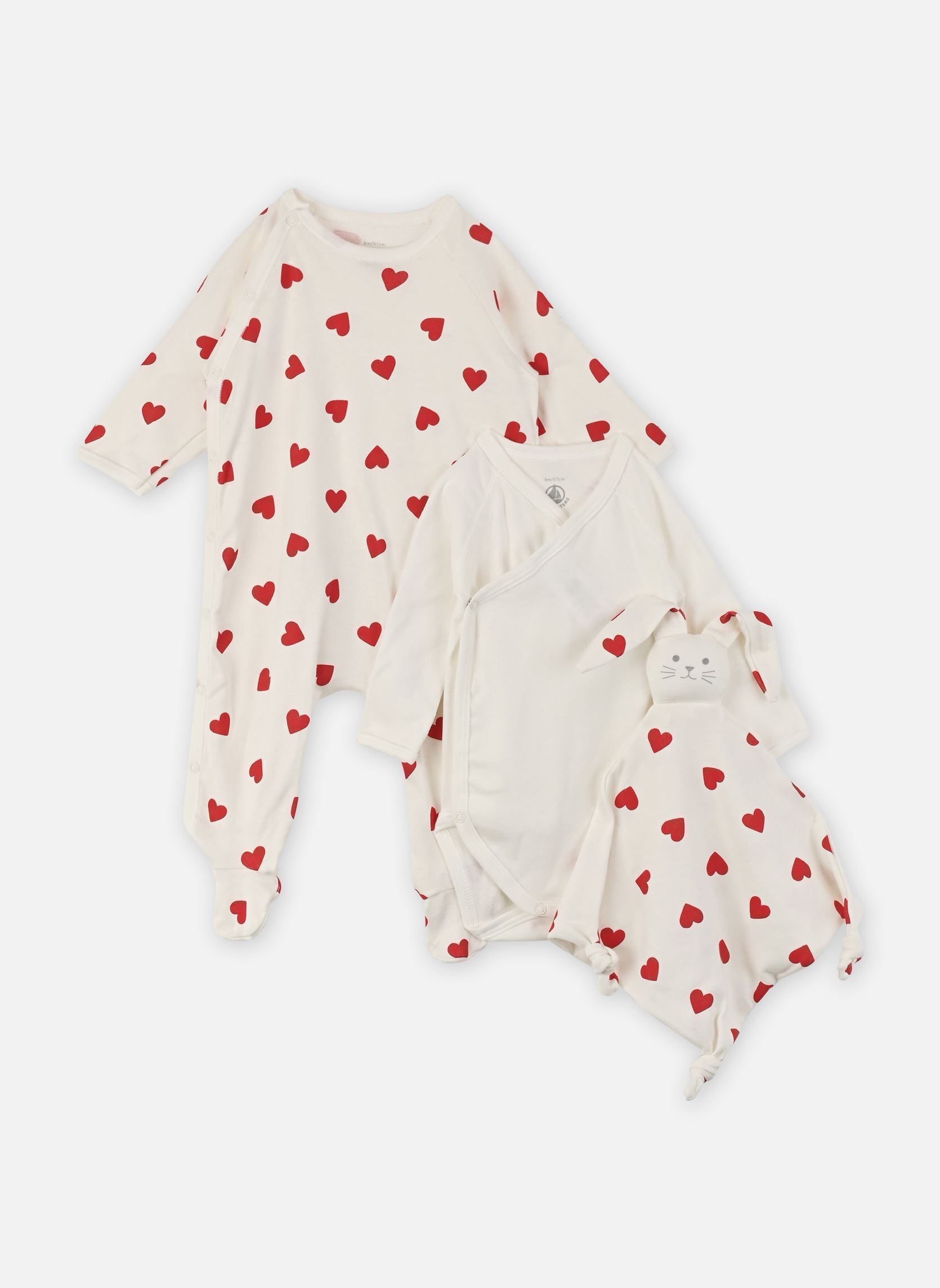 Vêtements Petit Bateau Coffret cadeau naissance en coton imprimé cœur pour - vue 1