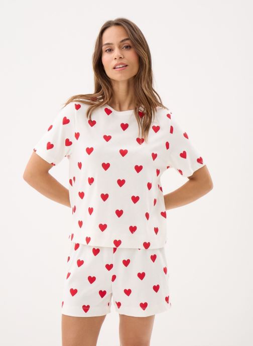 Petit Bateau Kleidung Pyjacourt cœur en coton femme damen weiß