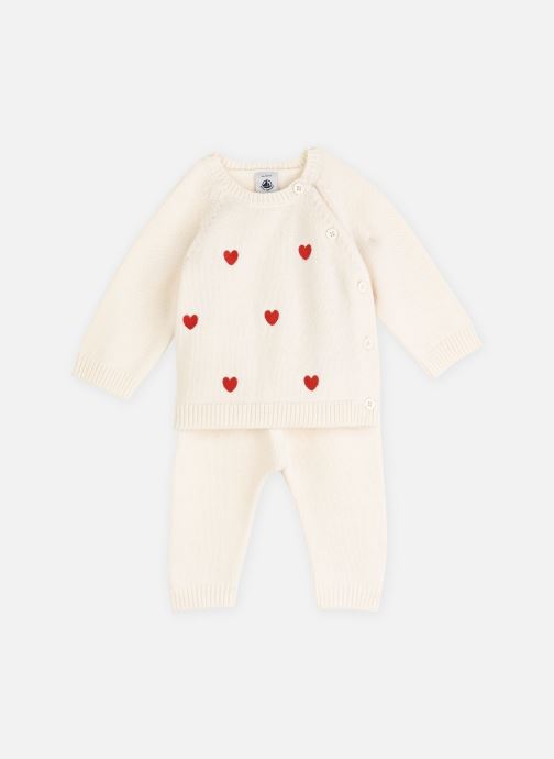 Petit Bateau Ensembles Ensemble 2 Pièces Cœurs Brodés en Tricot blanc