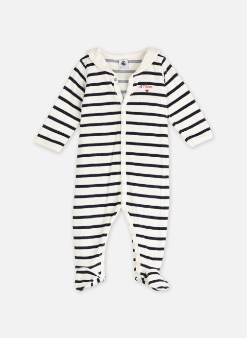 Petit Bateau Pyjama's en jumpsuits Pyjama à Rayures en Velours wit