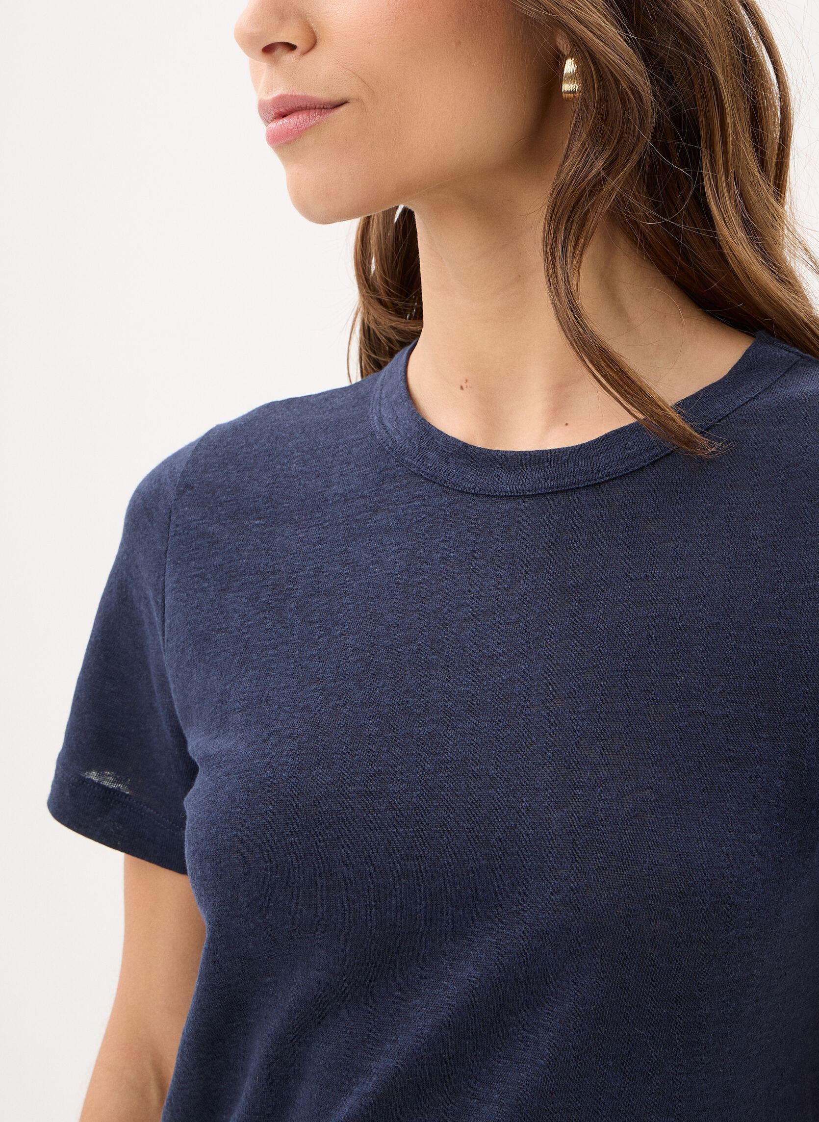 Tee-shirts manches courtes T-shirt manches courtes col rond en lin femme bleu Petit Bateau Tee-shirts manches courtes T-shirt manches courtes col rond en lin femme bleu Smoking
