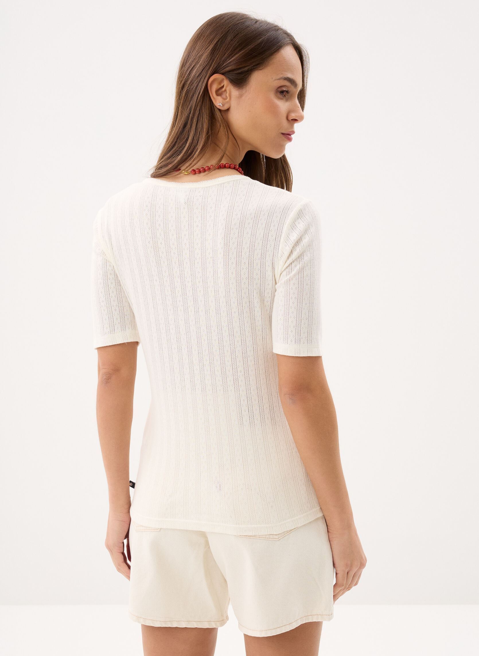 Kurzarm-T-Shirts Tee-shirt en coton manches courtes uni damen weiß Petit Bateau Kurzarm-T-Shirts Tee-shirt en coton manches courtes uni damen weiß MILK