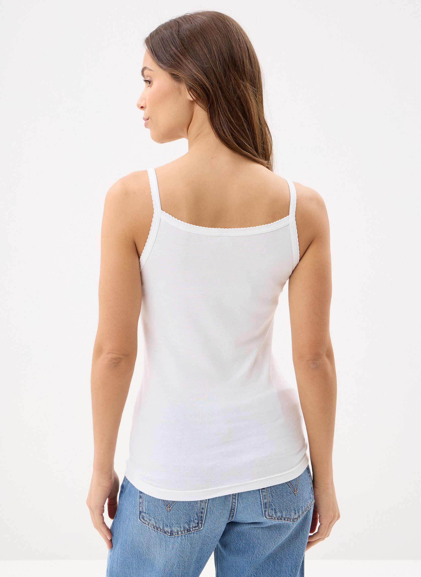 Débardeurs Chemise à bretelles en coton femme femme blanc Petit Bateau Débardeurs Chemise à bretelles en coton femme femme blanc ECUME
