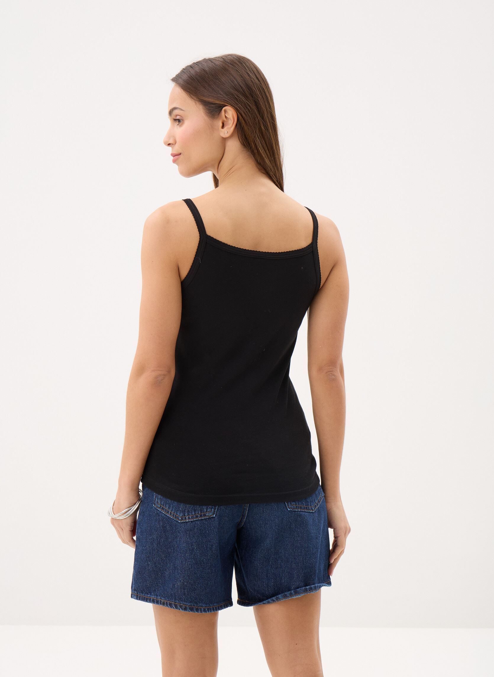 Hemdjes Chemise à bretelles en coton femme dames zwart Petit Bateau Hemdjes Chemise à bretelles en coton femme dames zwart NOIR
