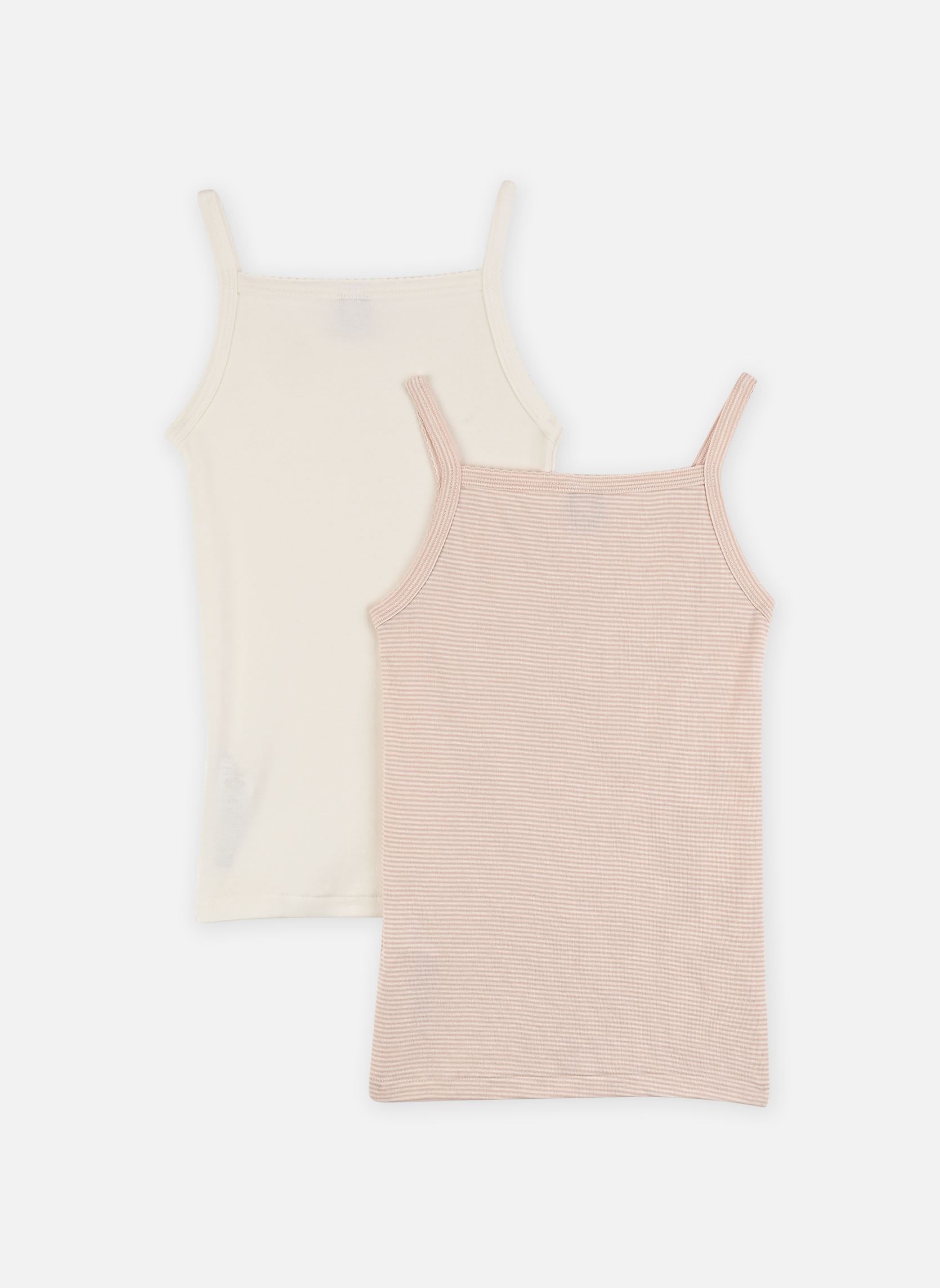 Débardeurs Lot De 2 Chemises à Bretelles Unie & Mil fille blanc Petit Bateau Débardeurs Lot De 2 Chemises à Bretelles Unie & Mil fille blanc Variante 1