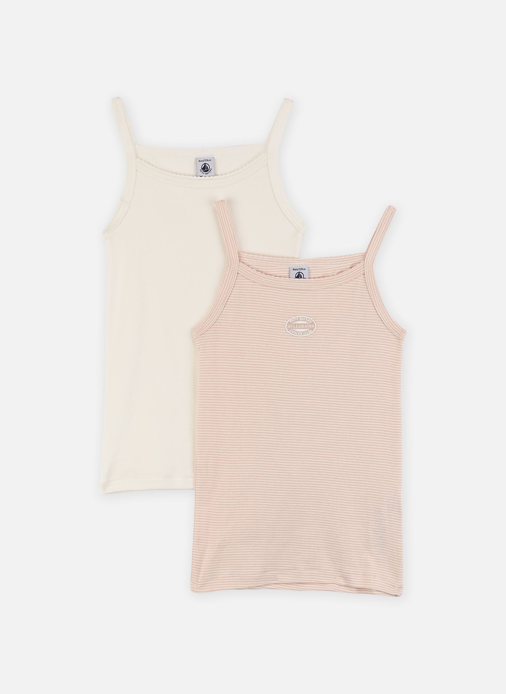 Vêtements Petit Bateau Lot De 2 Chemises à Bretelles Unie & Milleraie pour Enfant - vue 1