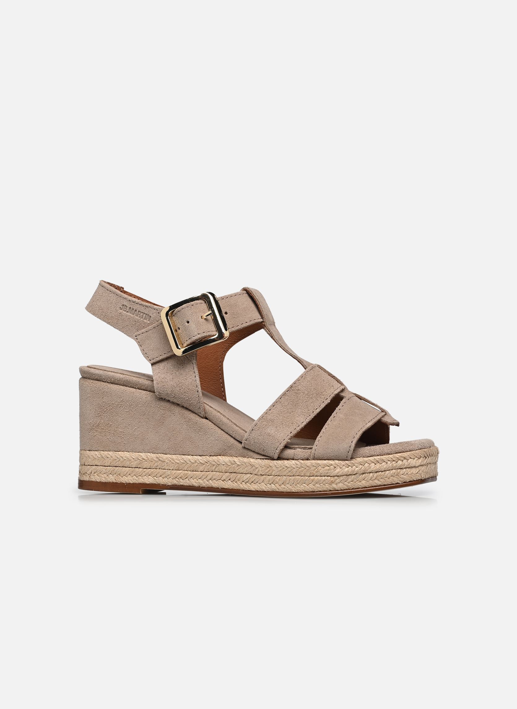 Sandales compensées et plateformes CORA femme beige JB Martin Sandales compensées et plateformes CORA femme beige CROUTE VELOURS GALET