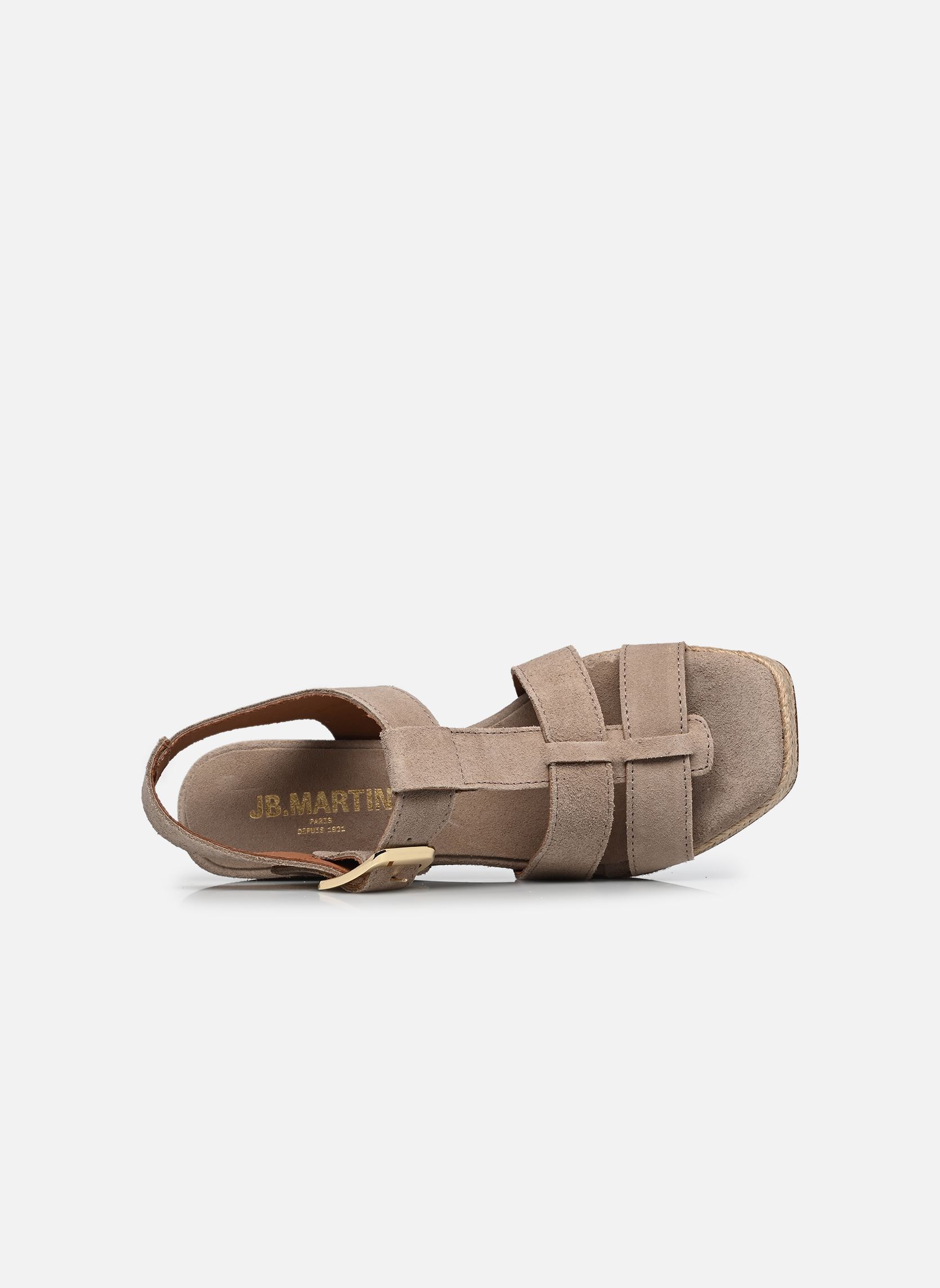 Sandales compensées et plateformes CORA femme beige JB Martin Sandales compensées et plateformes CORA femme beige CROUTE VELOURS GALET