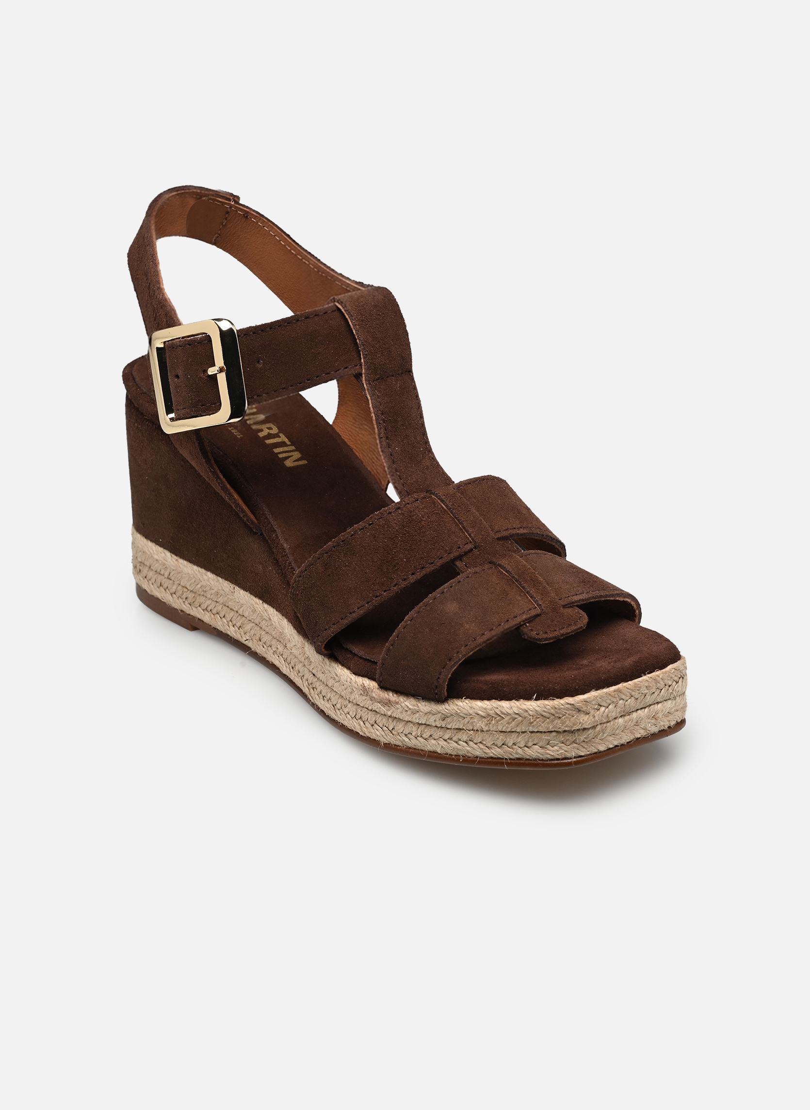 Keil- und Plateausandalen CORA damen braun JB Martin Keil- und Plateausandalen CORA damen braun CROUTE VELOURS CHOCOLAT