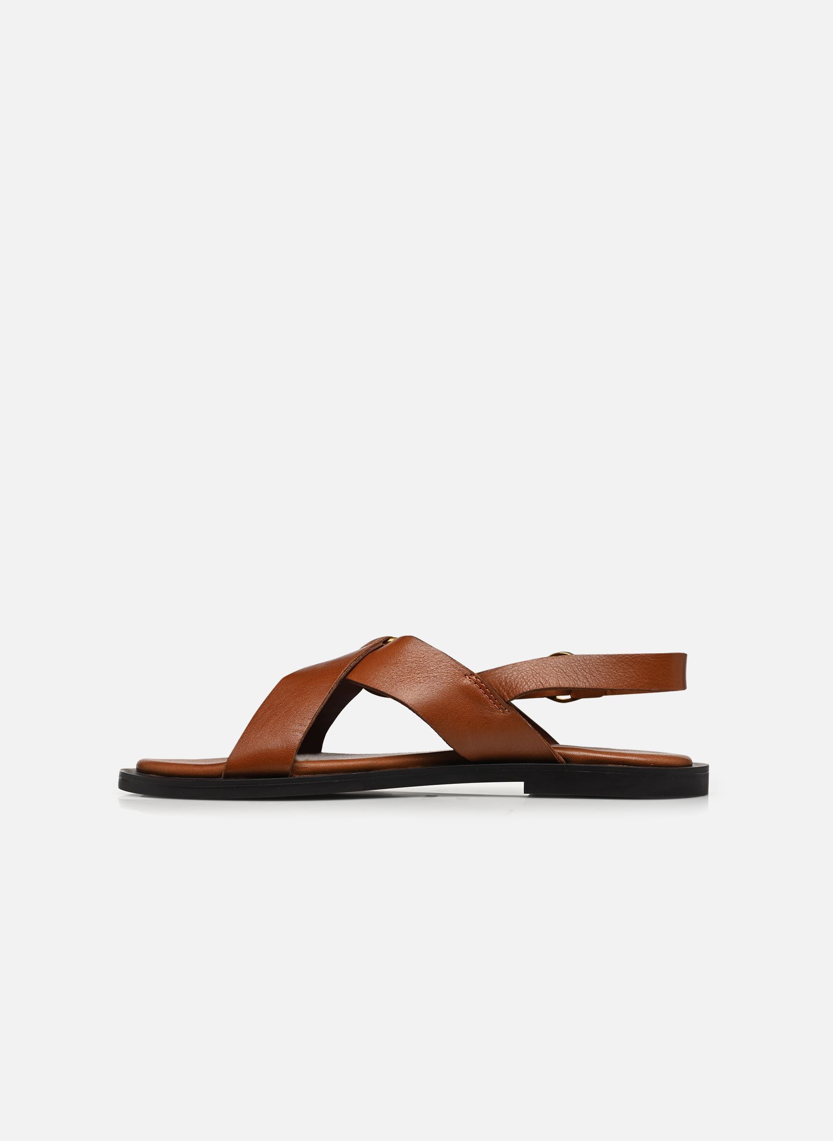 Sandales plates REA femme marron JB Martin Sandales plates REA femme marron Veau Cognac