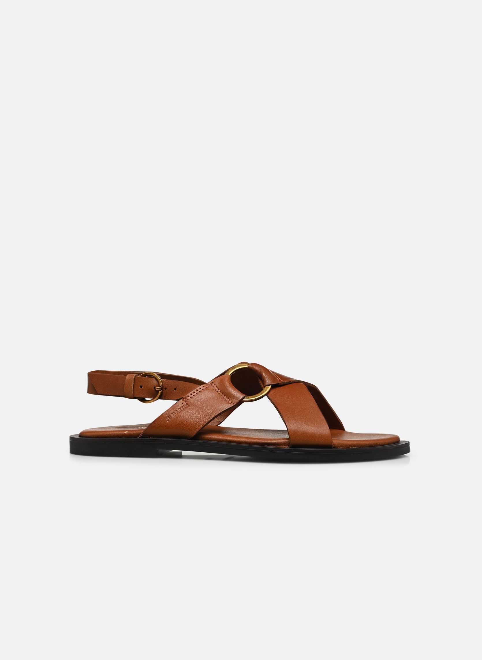 Sandales plates REA femme marron JB Martin Sandales plates REA femme marron Veau Cognac