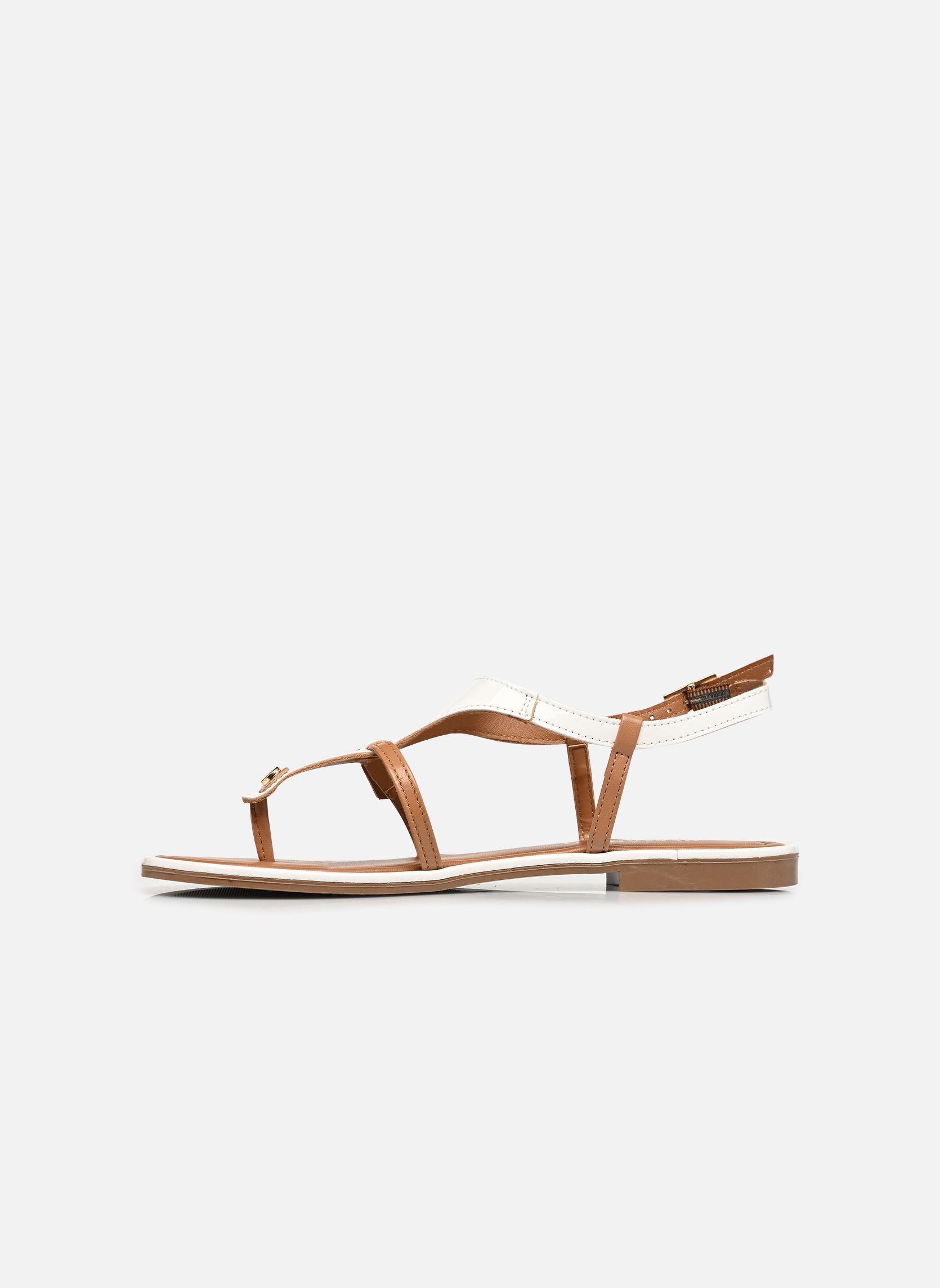 Sandales plates DUMELIA femme blanc JB Martin Sandales plates DUMELIA femme blanc VERNIS BLANC / NAPPA CAMEL