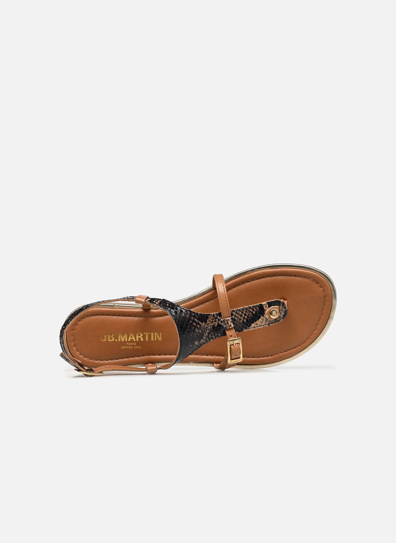 Sandales plates DUMELIA femme marron JB Martin Sandales plates DUMELIA femme marron TISSU PYTHON / NAPPA CAMEL