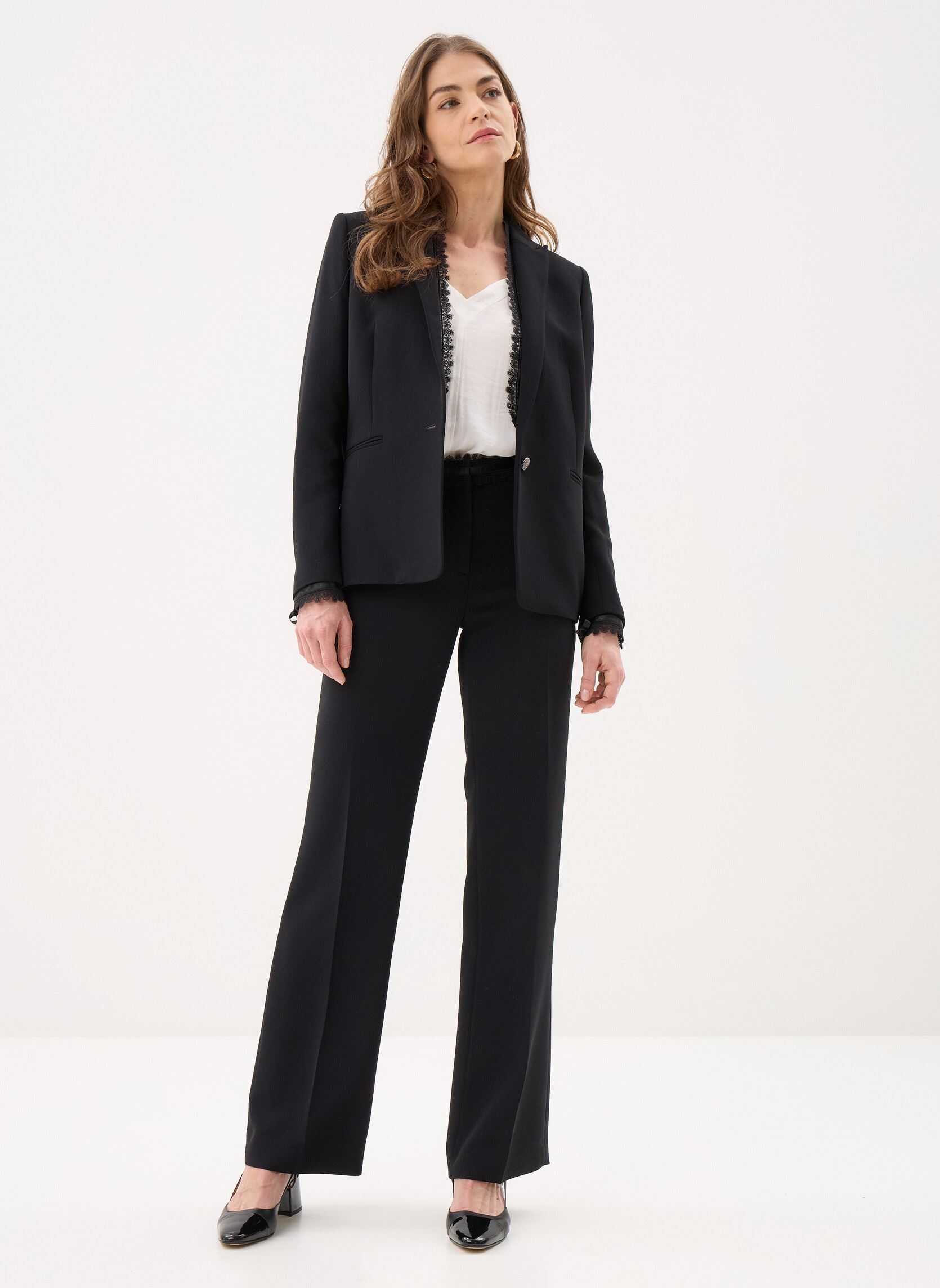 Straight Leg Hosen FPAN32004K damen schwarz The Kooples Straight Leg Hosen FPAN32004K damen schwarz BLA01