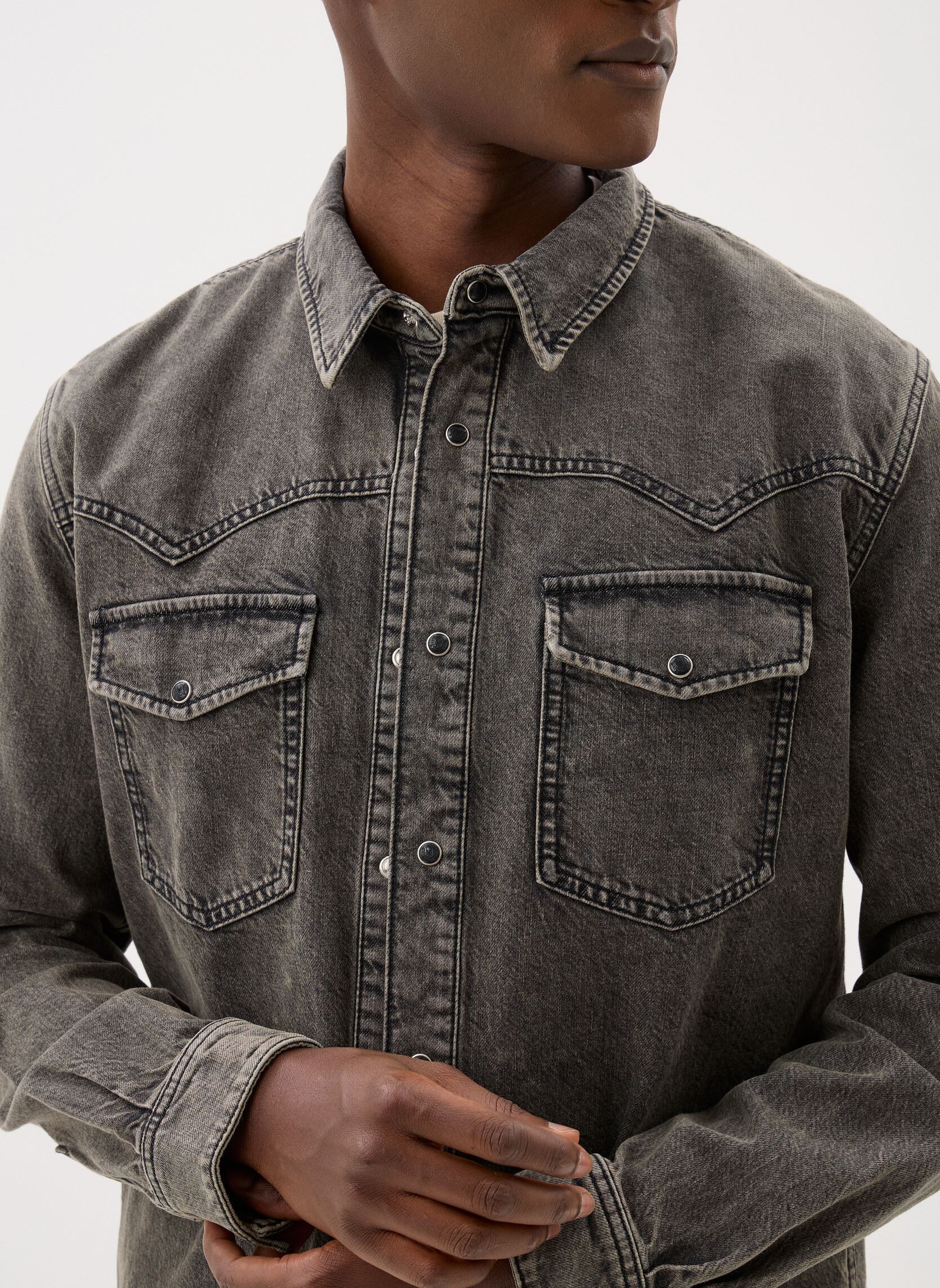 Chemises HCCD32003J homme gris The Kooples Chemises HCCD32003J homme gris GRY97