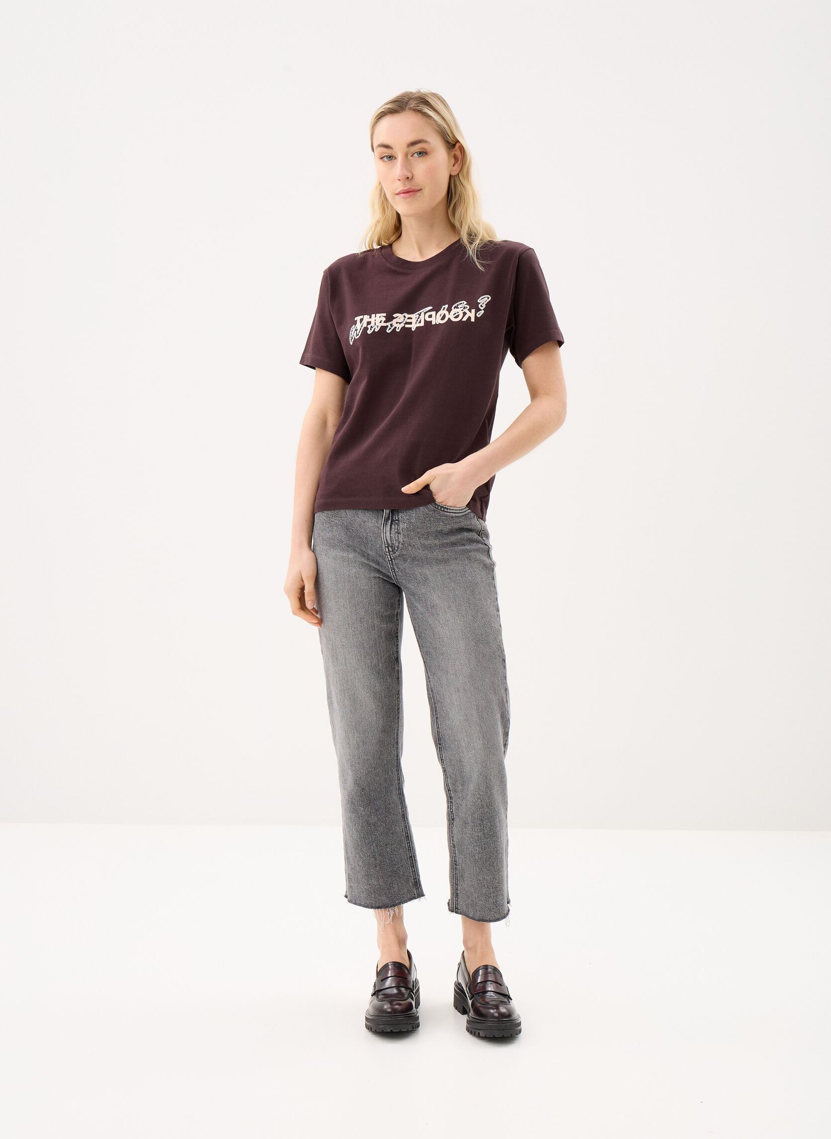Tee-shirts manches courtes FTSC32017K femme marron The Kooples Tee-shirts manches courtes FTSC32017K femme marron BRW26
