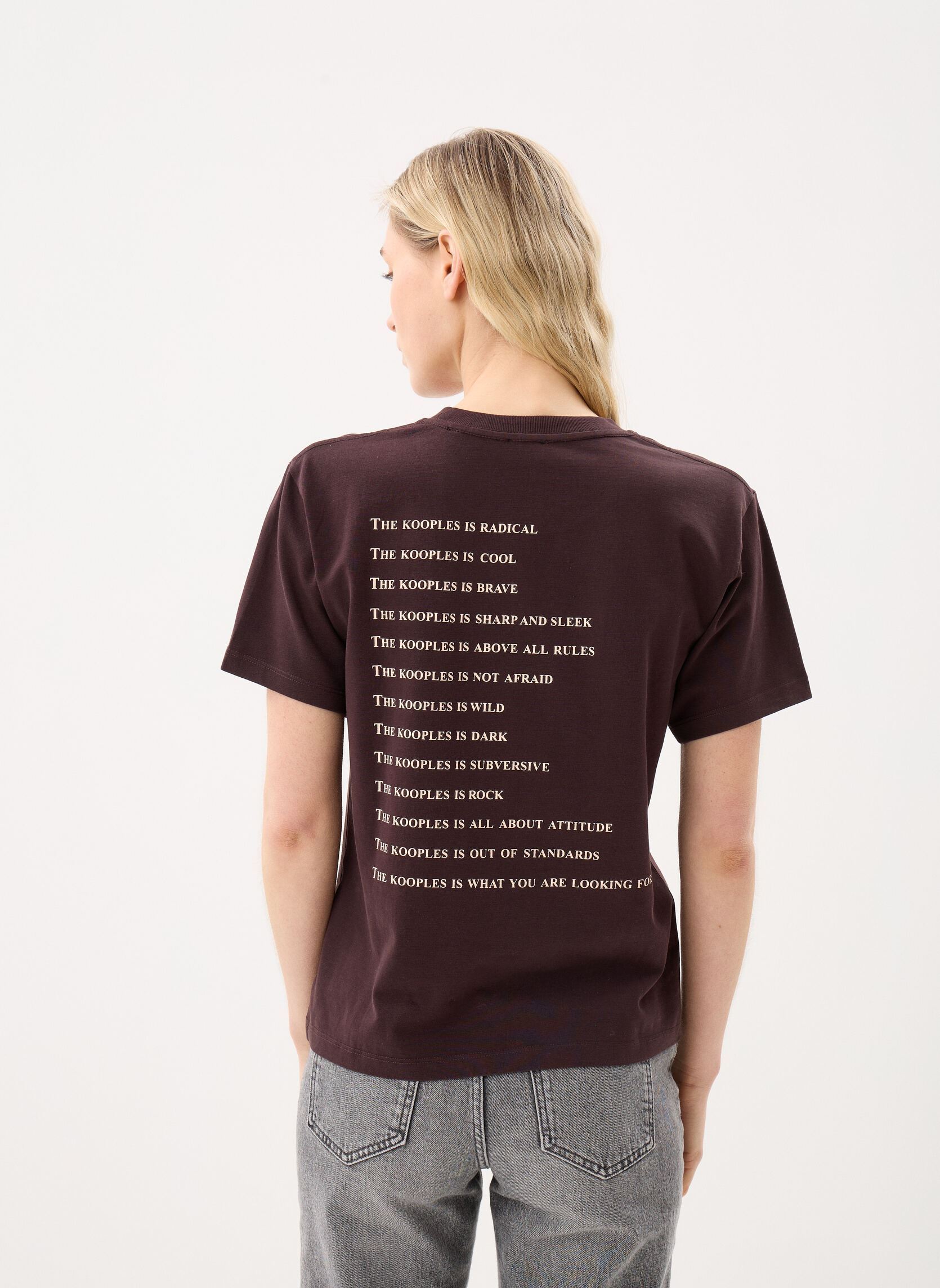 Tee-shirts manches courtes FTSC32017K femme marron The Kooples Tee-shirts manches courtes FTSC32017K femme marron BRW26