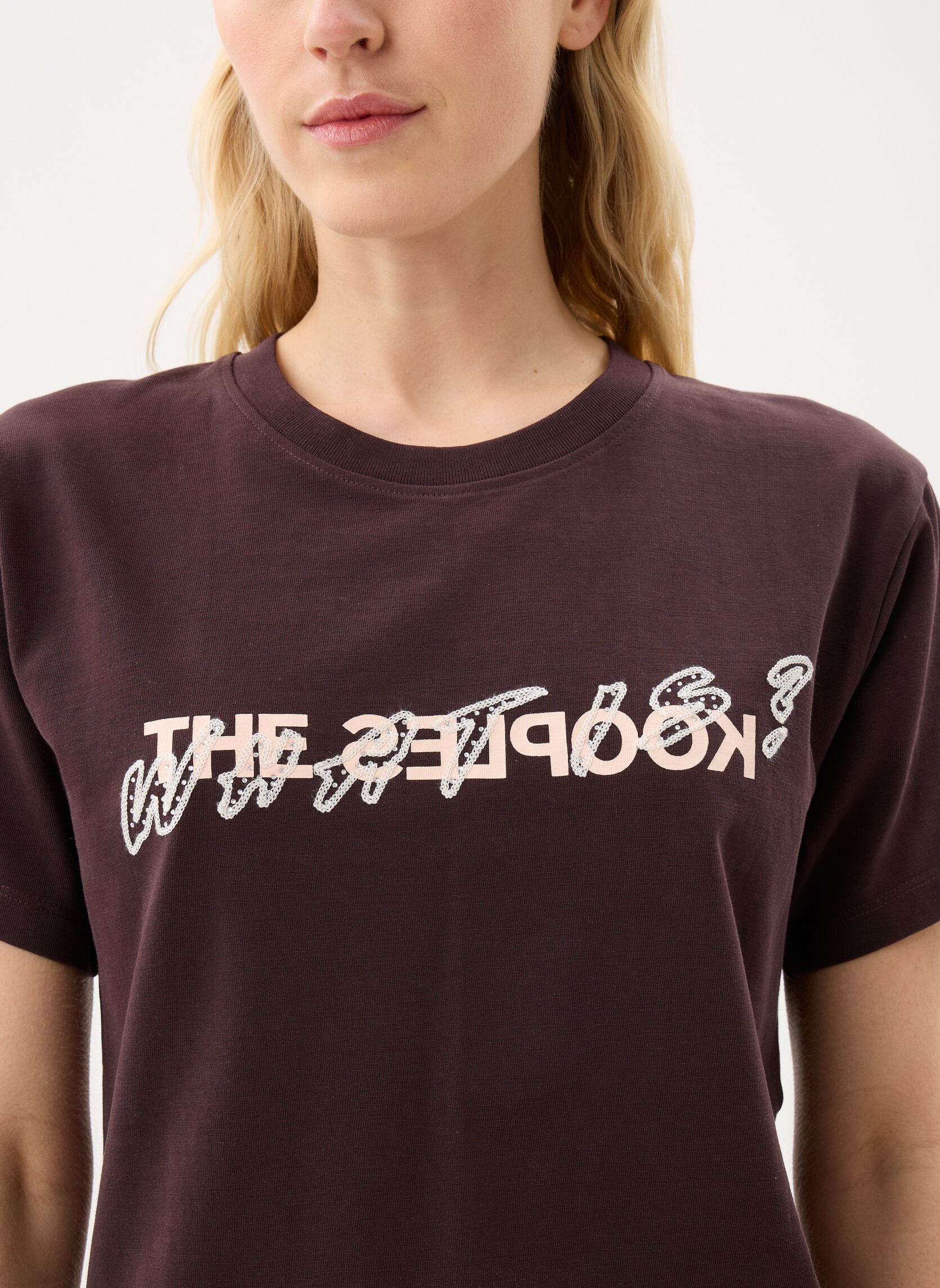 Tee-shirts manches courtes FTSC32017K femme marron The Kooples Tee-shirts manches courtes FTSC32017K femme marron BRW26
