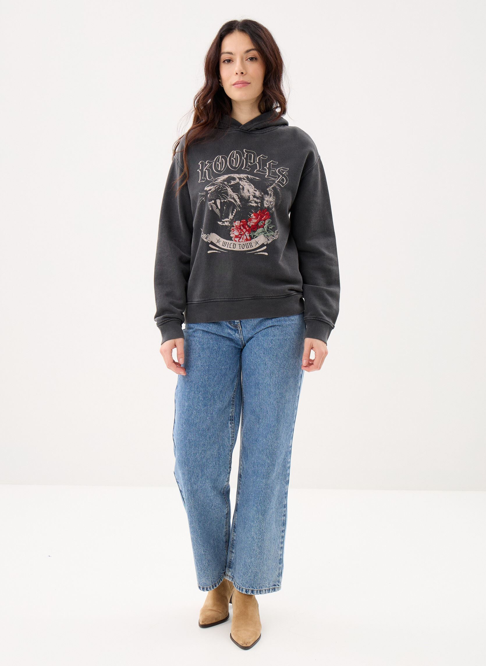 Kapuzenpullover FSWE32004K damen schwarz The Kooples Kapuzenpullover FSWE32004K damen schwarz BLA55