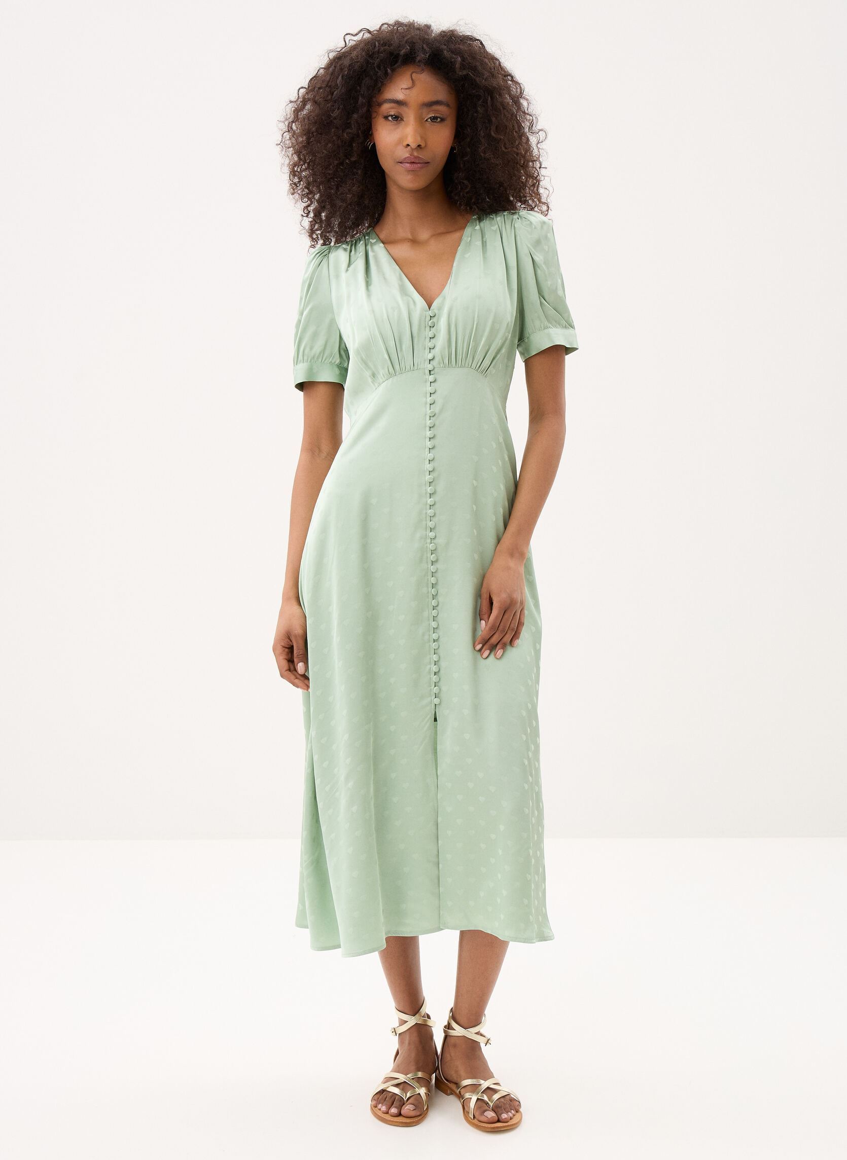 Robes longues FROB32085K femme vert The Kooples Robes longues FROB32085K femme vert GRN63