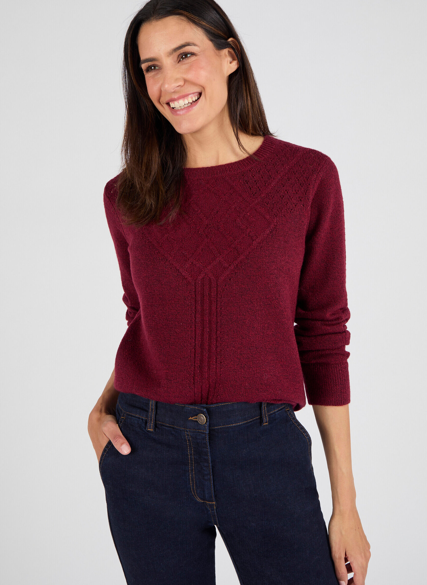 Edit Point Femme Damart Pulls Pull jeu de points Thermolactyl femme rouge | Sarenza France