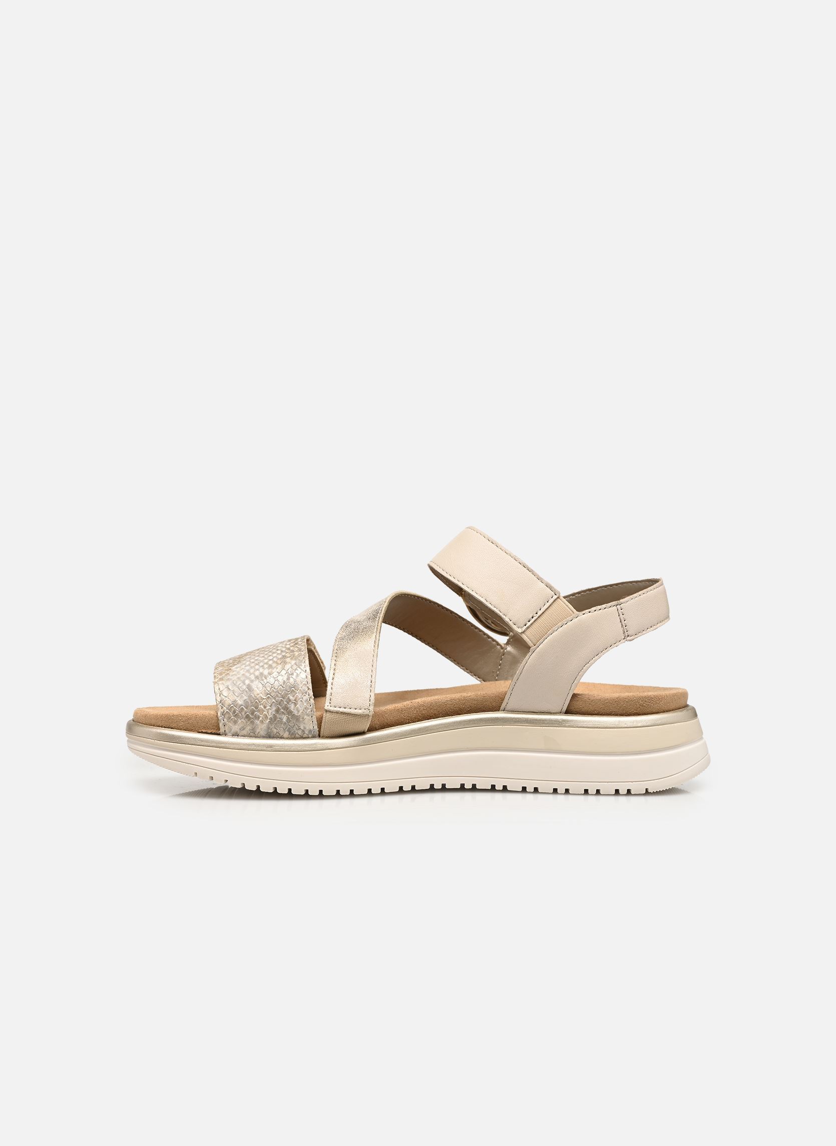 Flache Sandalen D1J64 damen gold und bronze Remonte Flache Sandalen D1J64 damen gold und bronze OFFWHITE-GOLD/MUSCHEL/PORZELLA