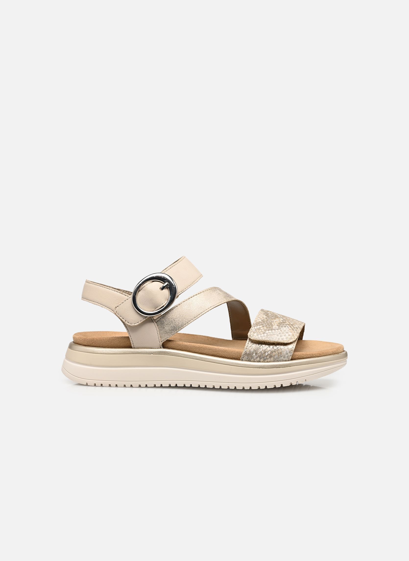 Flache Sandalen D1J64 damen gold und bronze Remonte Flache Sandalen D1J64 damen gold und bronze OFFWHITE-GOLD/MUSCHEL/PORZELLA