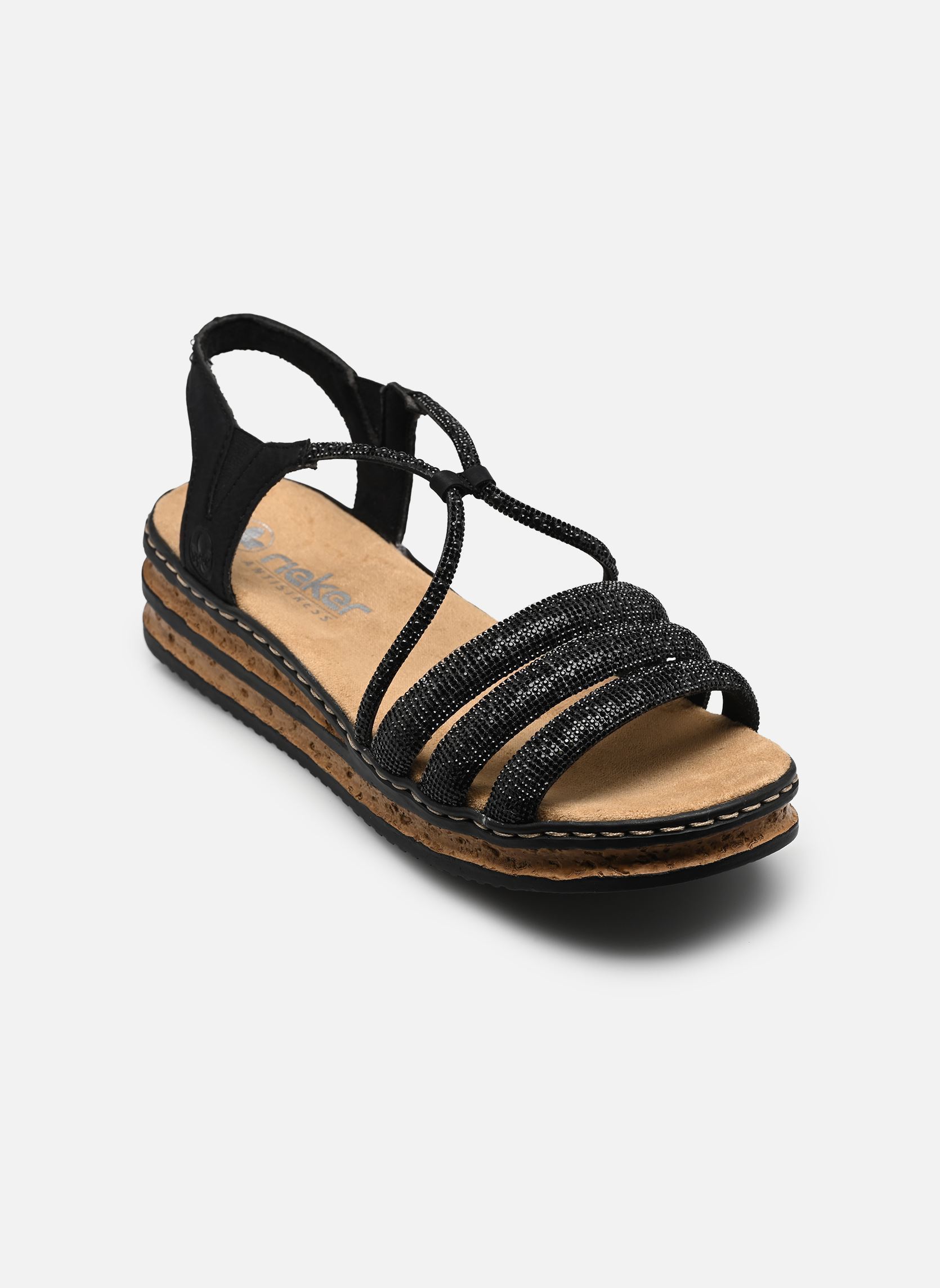 Sandales compensées et plateformes 62977 femme noir Rieker Sandales compensées et plateformes 62977 femme noir BLACK/BLACK/SCHWARZ