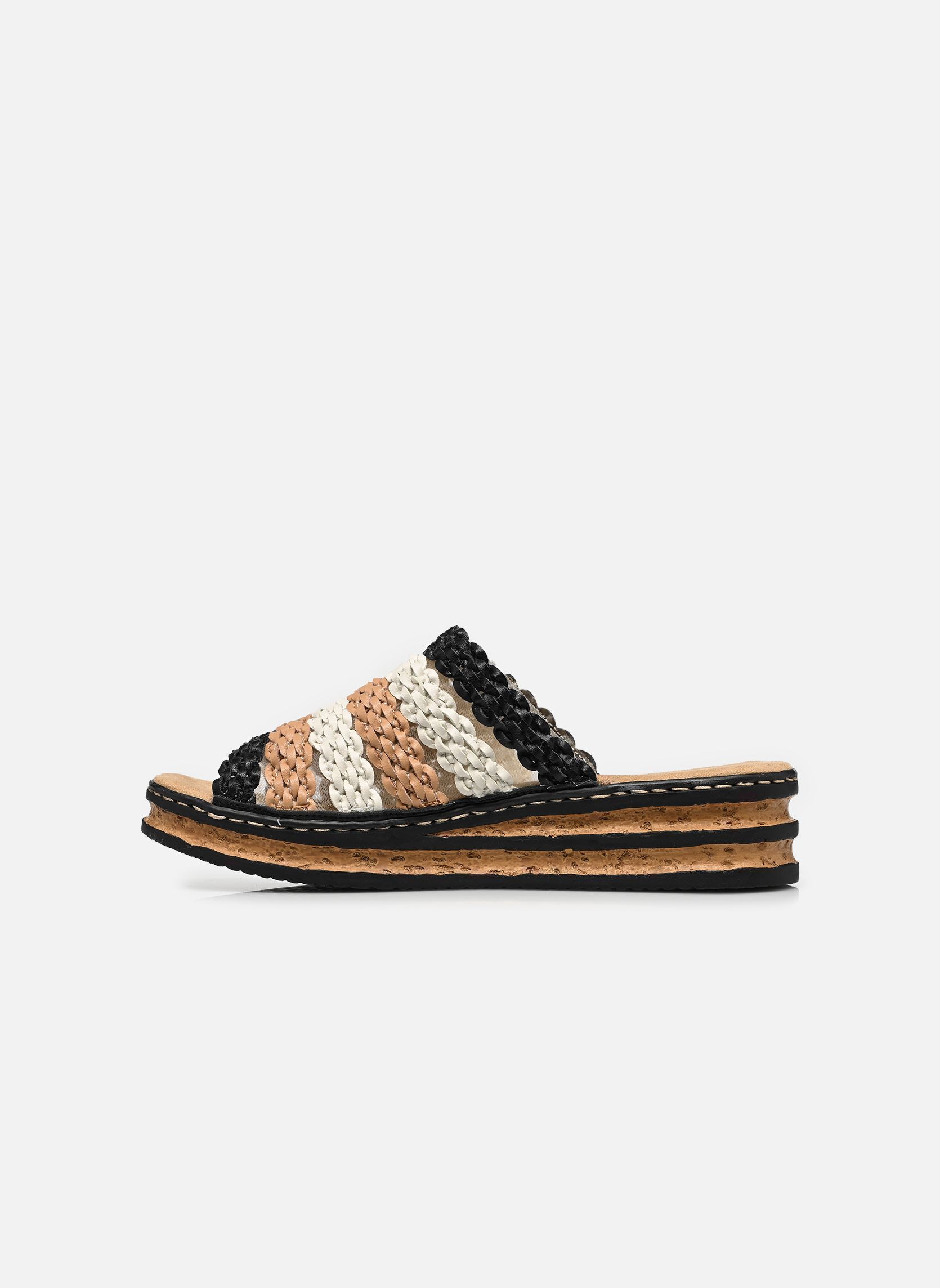 Mules 629P8 femme multicolore Rieker Mules 629P8 femme multicolore BLACK-TAN-WHITE