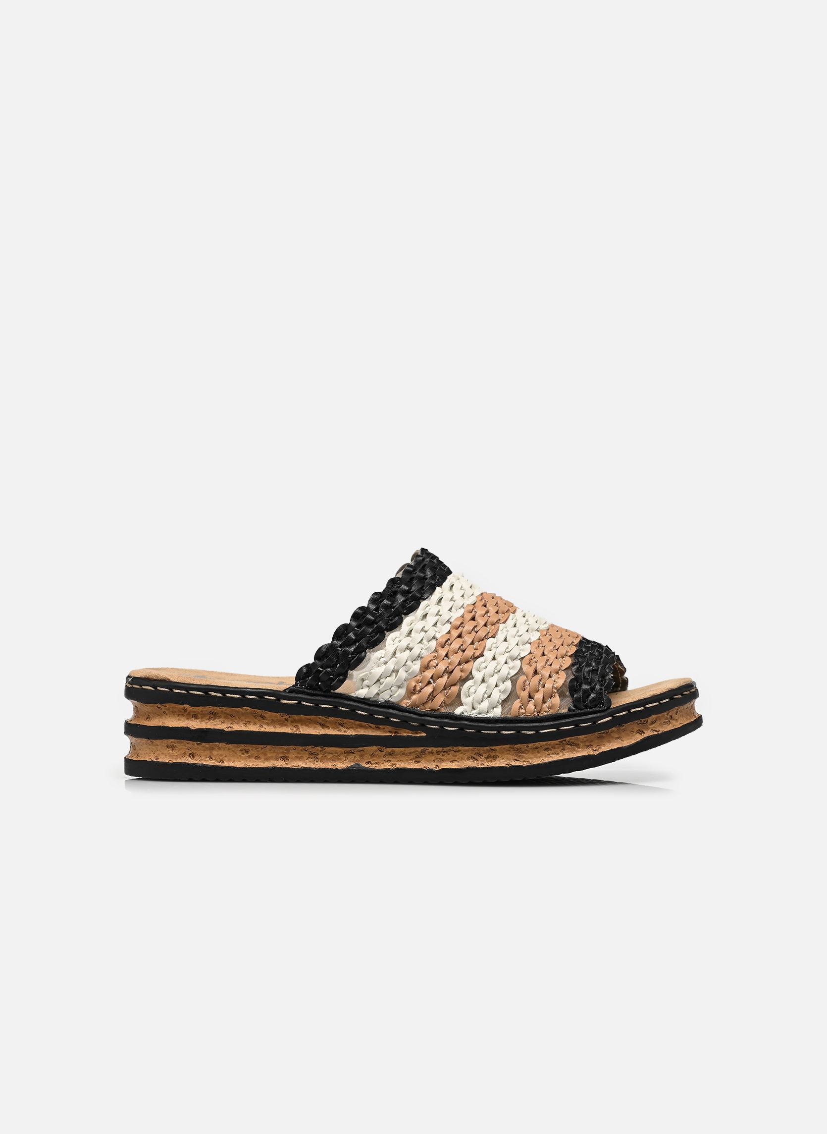 Mules 629P8 femme multicolore Rieker Mules 629P8 femme multicolore BLACK-TAN-WHITE