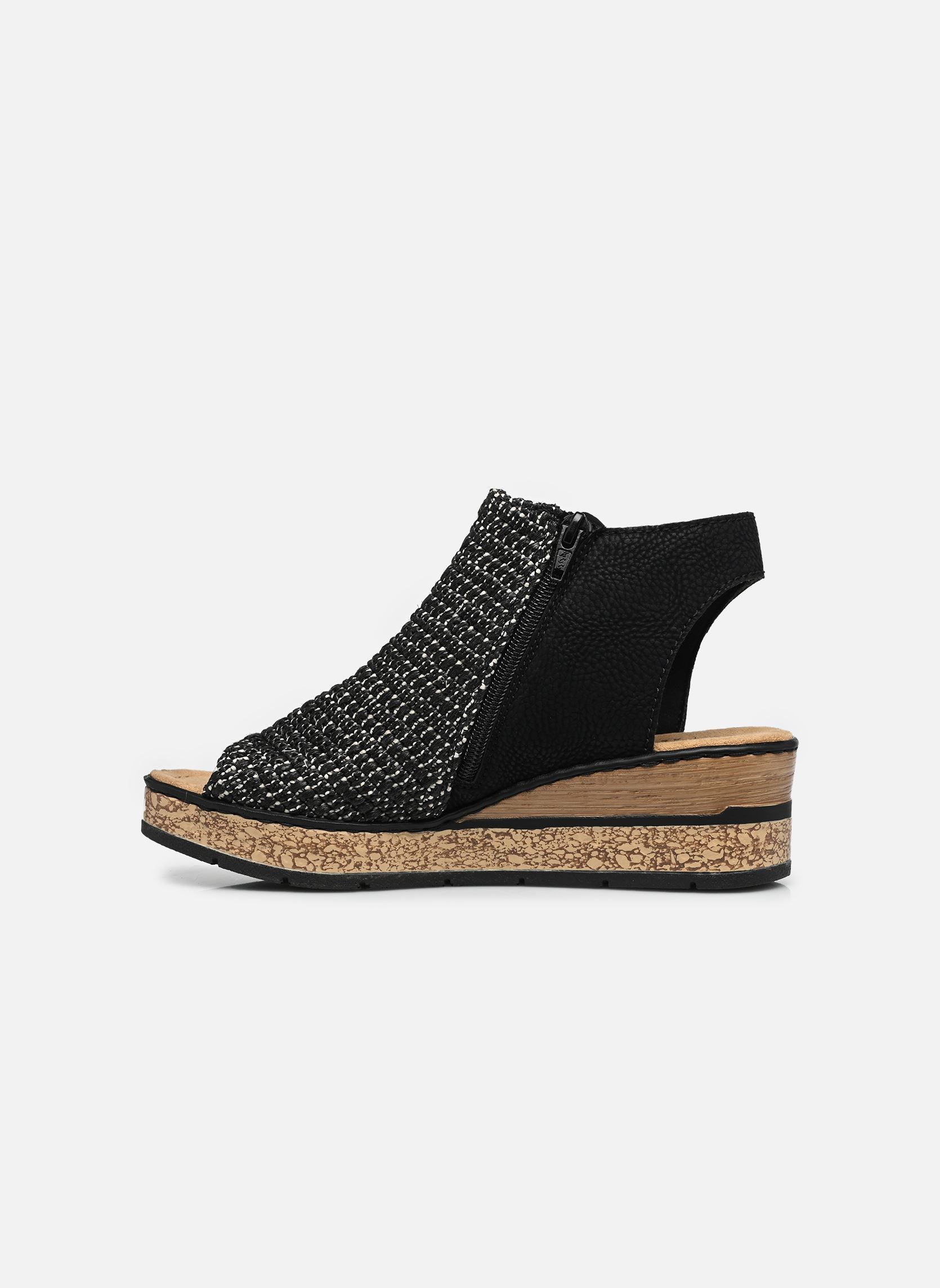 Sandales compensées et plateformes 63791 femme noir Rieker Sandales compensées et plateformes 63791 femme noir SCHWARZ-SAND/SCHWARZ