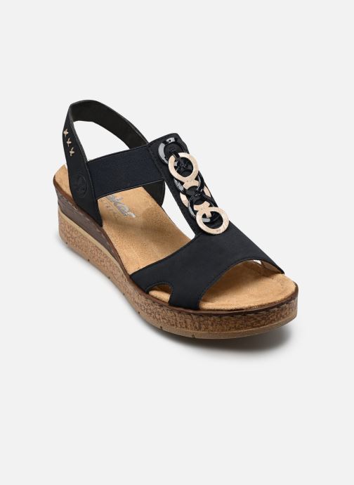 Rieker Sandalen met sleehak en plateau 63798 dames blauw