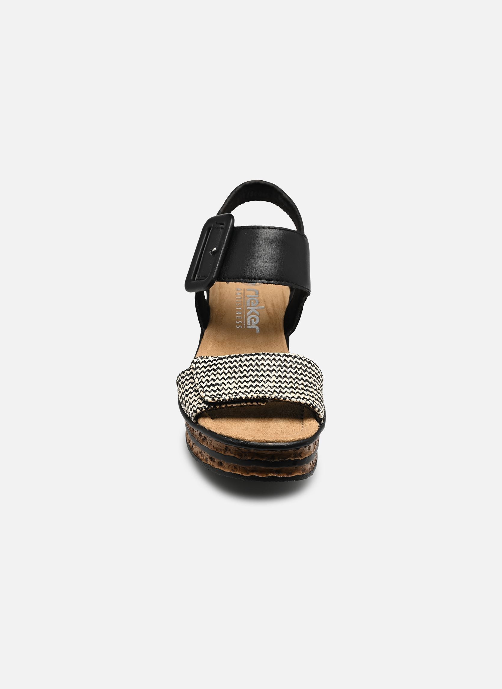 Sandales compensées et plateformes 68172 femme noir Rieker Sandales compensées et plateformes 68172 femme noir SCHWARZ-CREMA/SCHWARZ