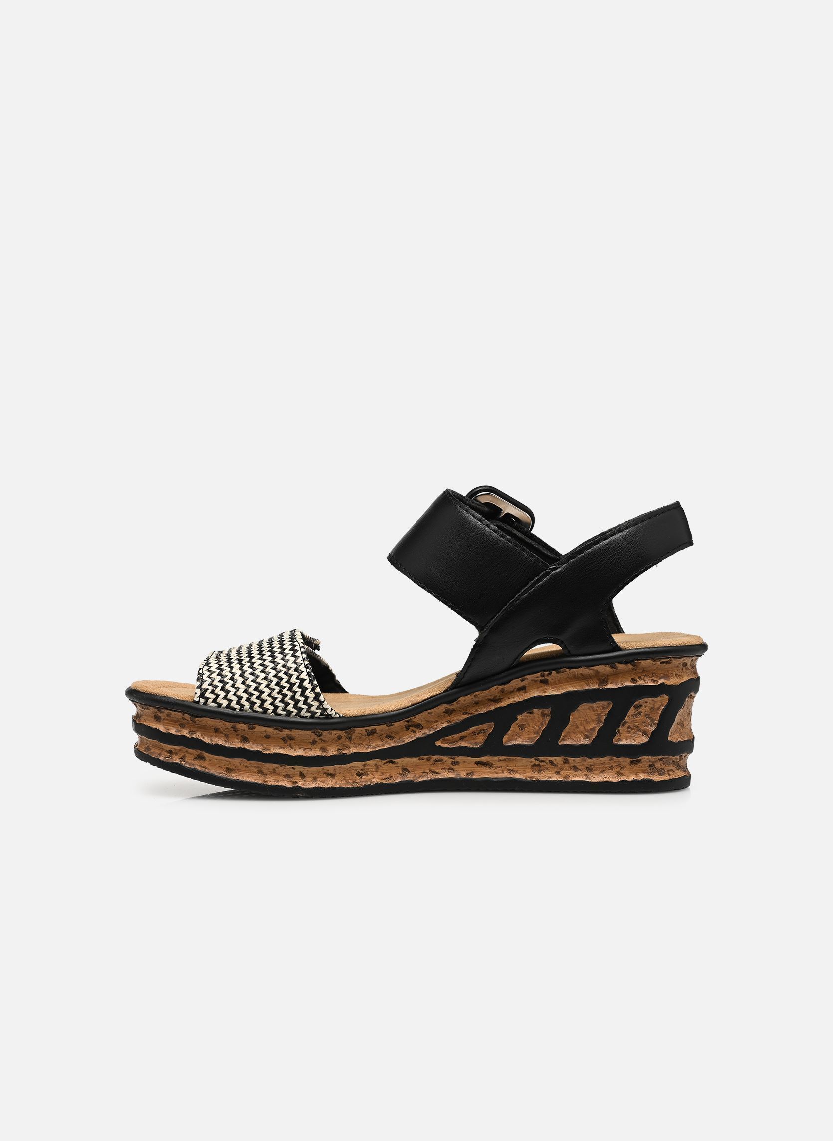 Sandales compensées et plateformes 68172 femme noir Rieker Sandales compensées et plateformes 68172 femme noir SCHWARZ-CREMA/SCHWARZ