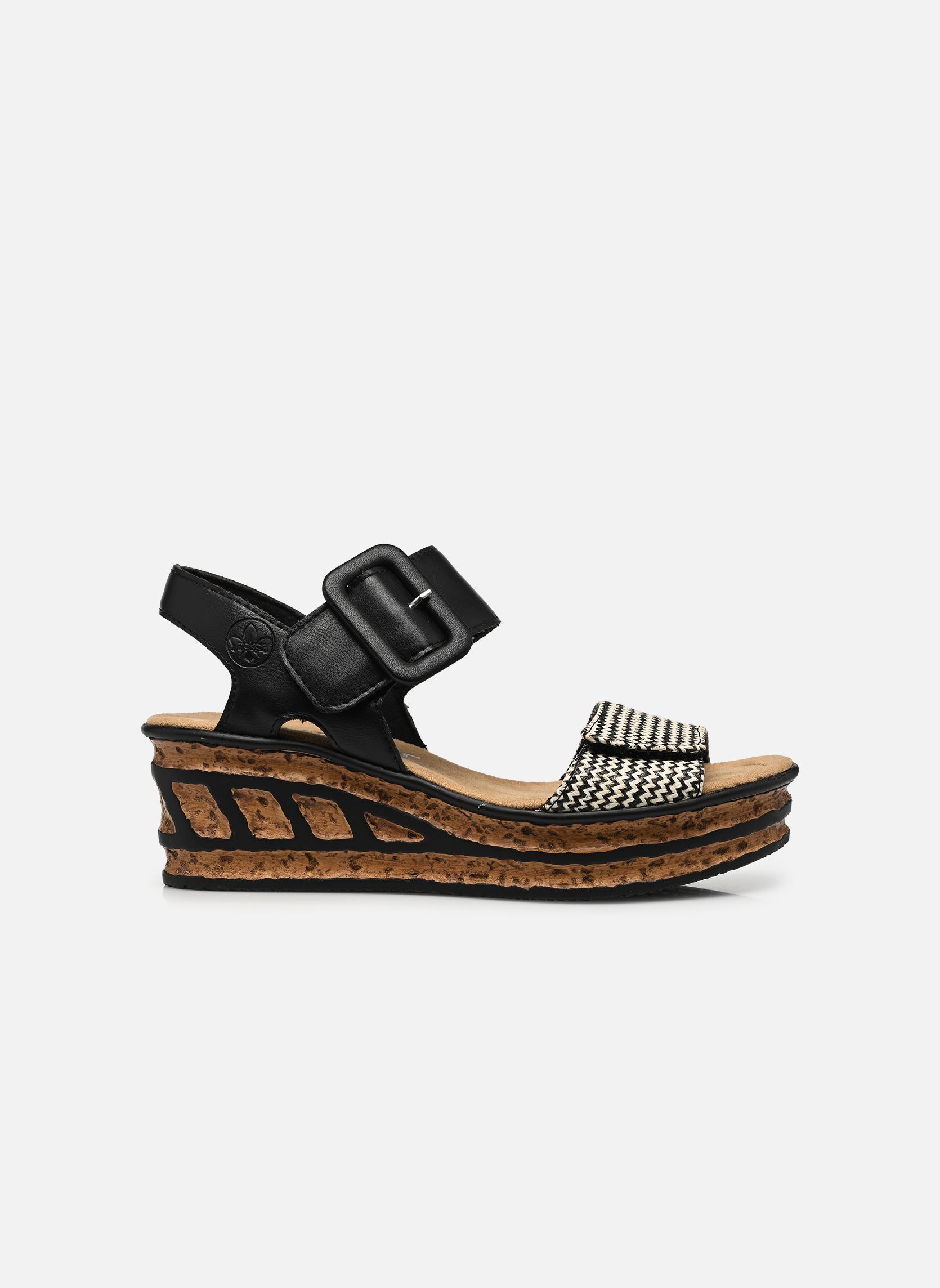 Sandales compensées et plateformes 68172 femme noir Rieker Sandales compensées et plateformes 68172 femme noir SCHWARZ-CREMA/SCHWARZ