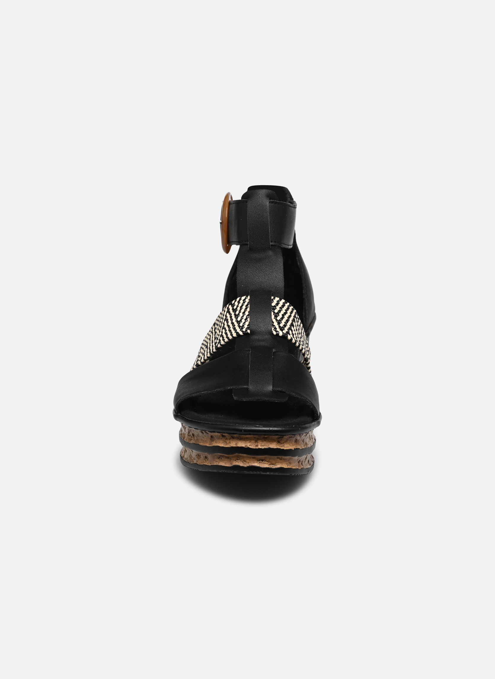 Sandales compensées et plateformes 68182 femme noir Rieker Sandales compensées et plateformes 68182 femme noir SCHWARZ/SCHWARZ-CREAM